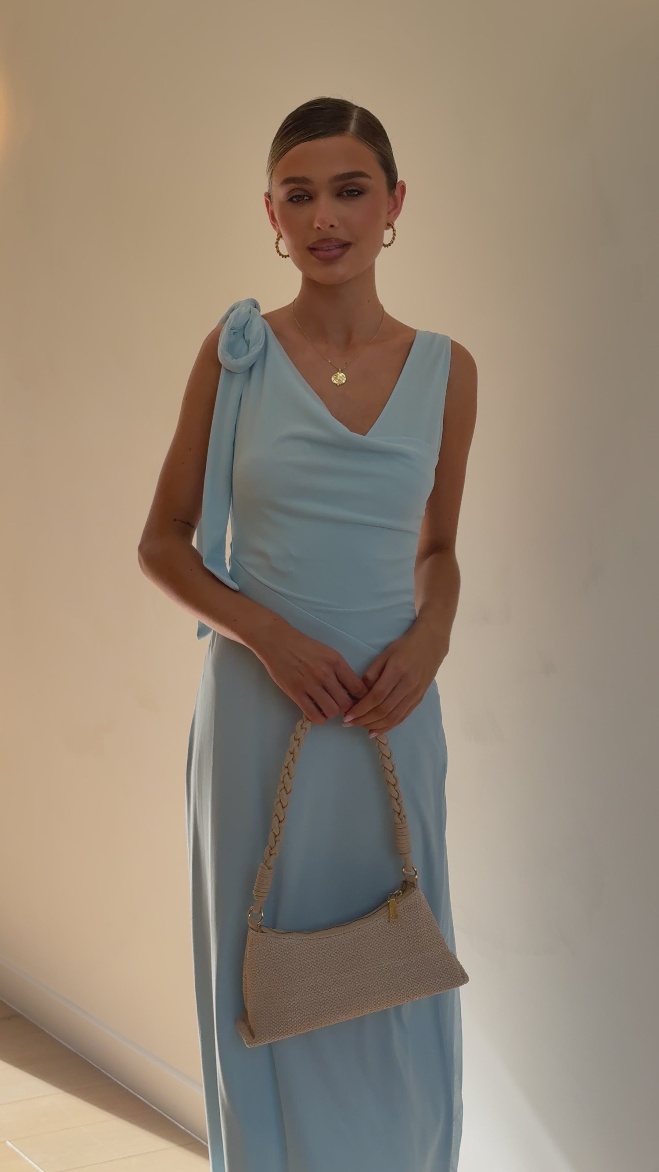 Load video: Mina Maxi Dress - Baby Blue - Billy J