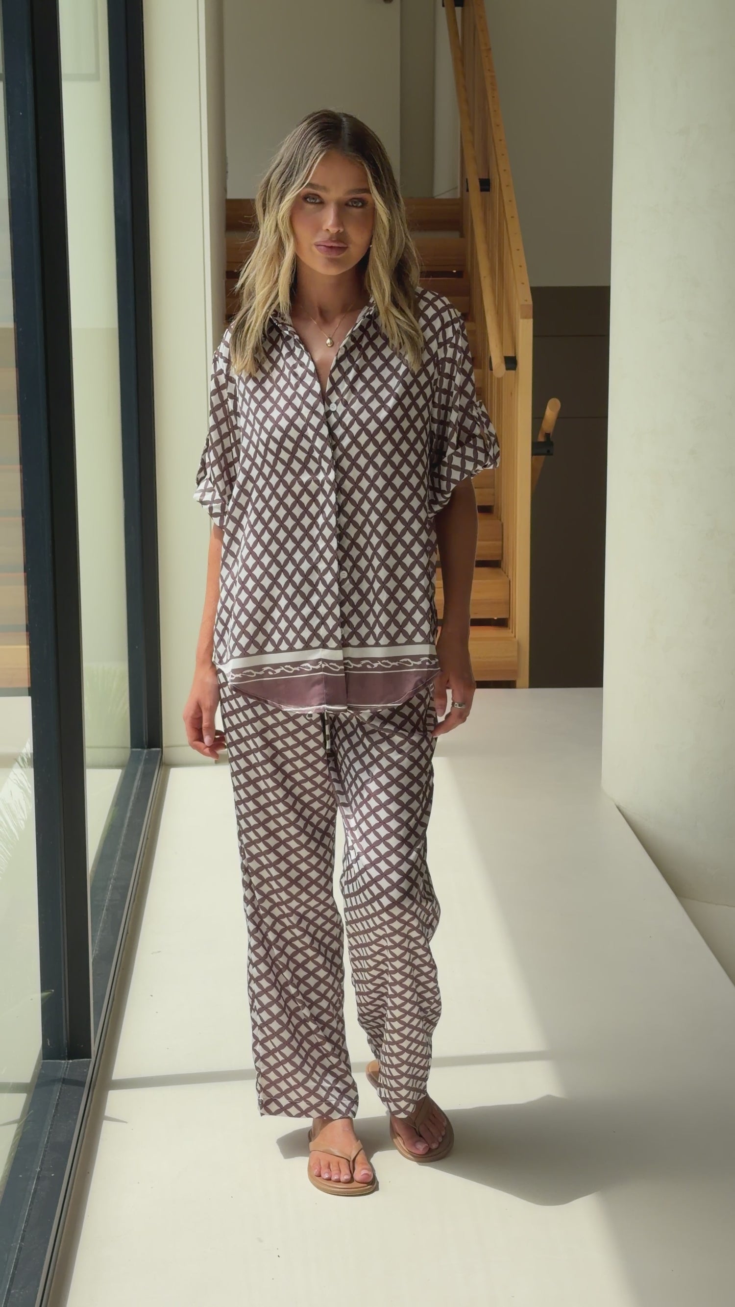 Vallerie Button Up Shirt - Chocolate/White Check - Billy J