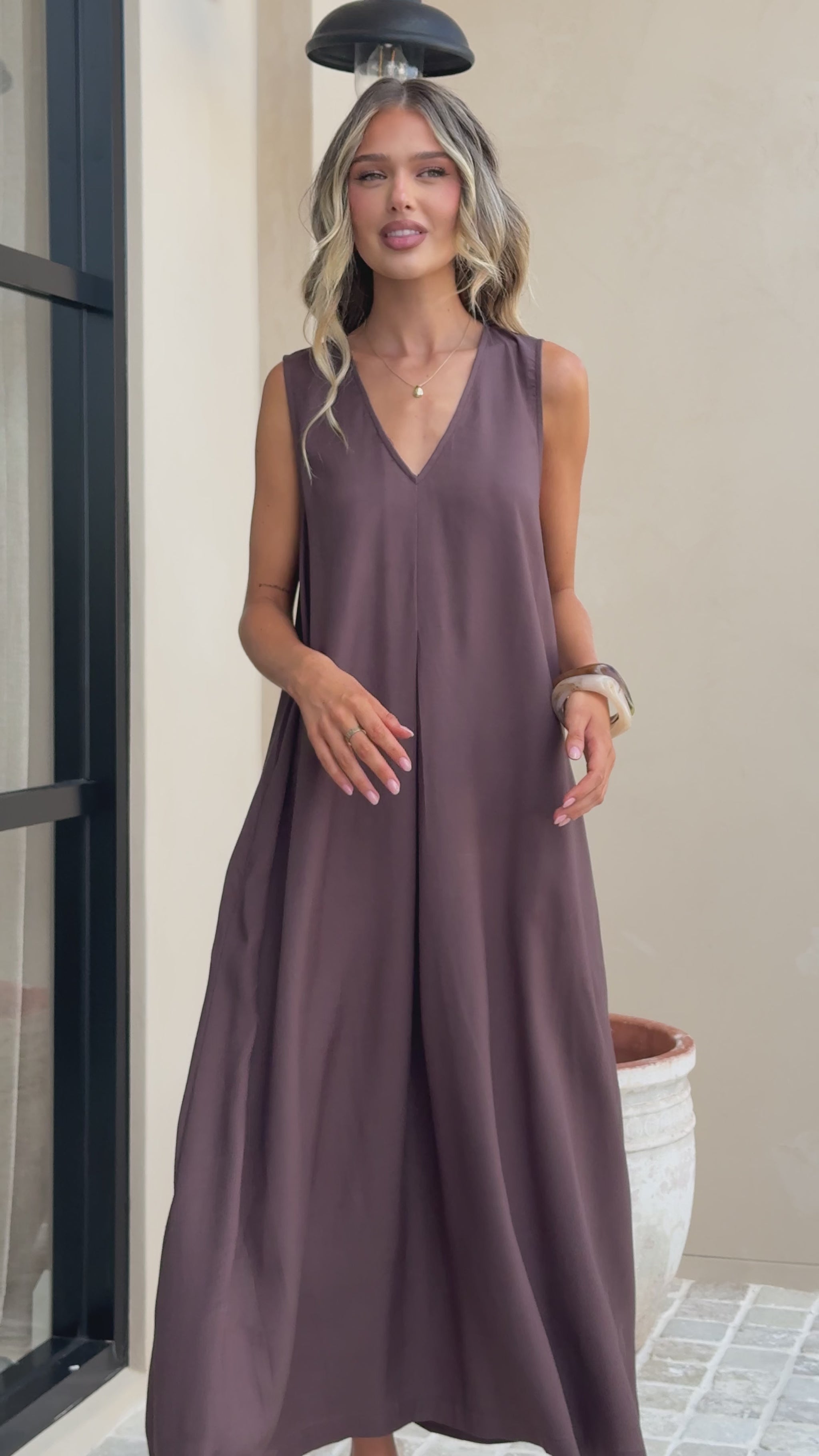 Aliah Maxi Dress - Chocolate - Billy J