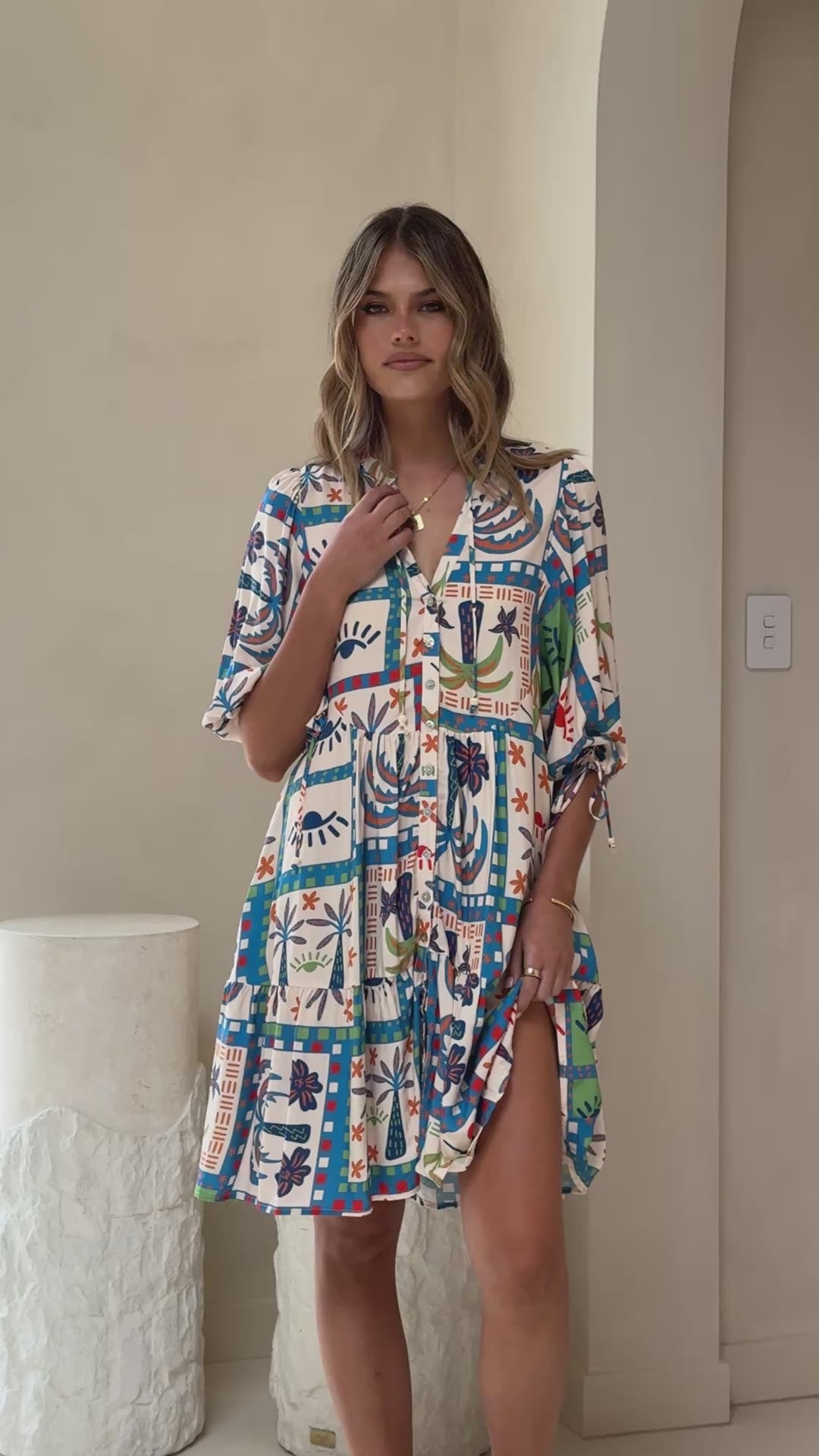 Load video: Tabitha Mini Dress - Lorelei Print - Billy J