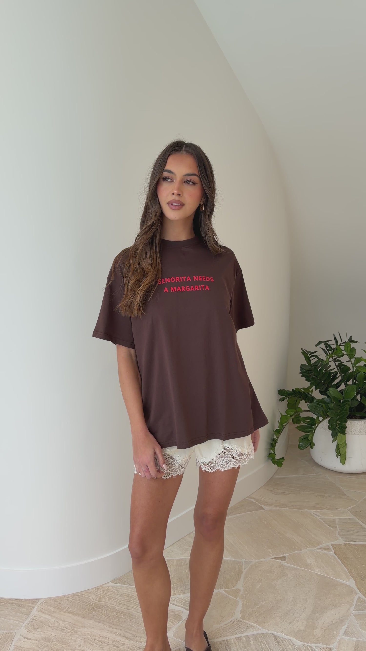 Senorita Margarita Oversized T-Shirt - Chocolate - Billy J