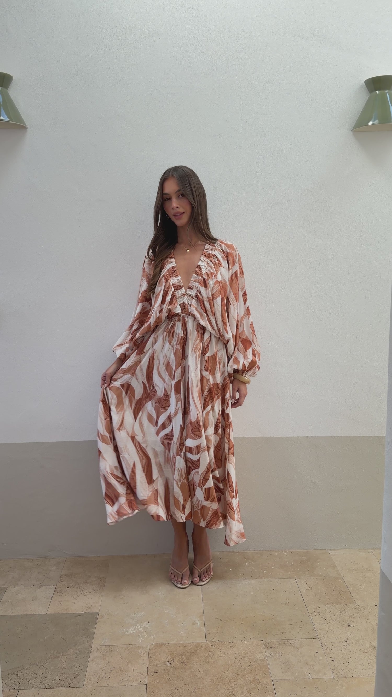 Sutton Maxi Dress - Beige/Brown - Billy J