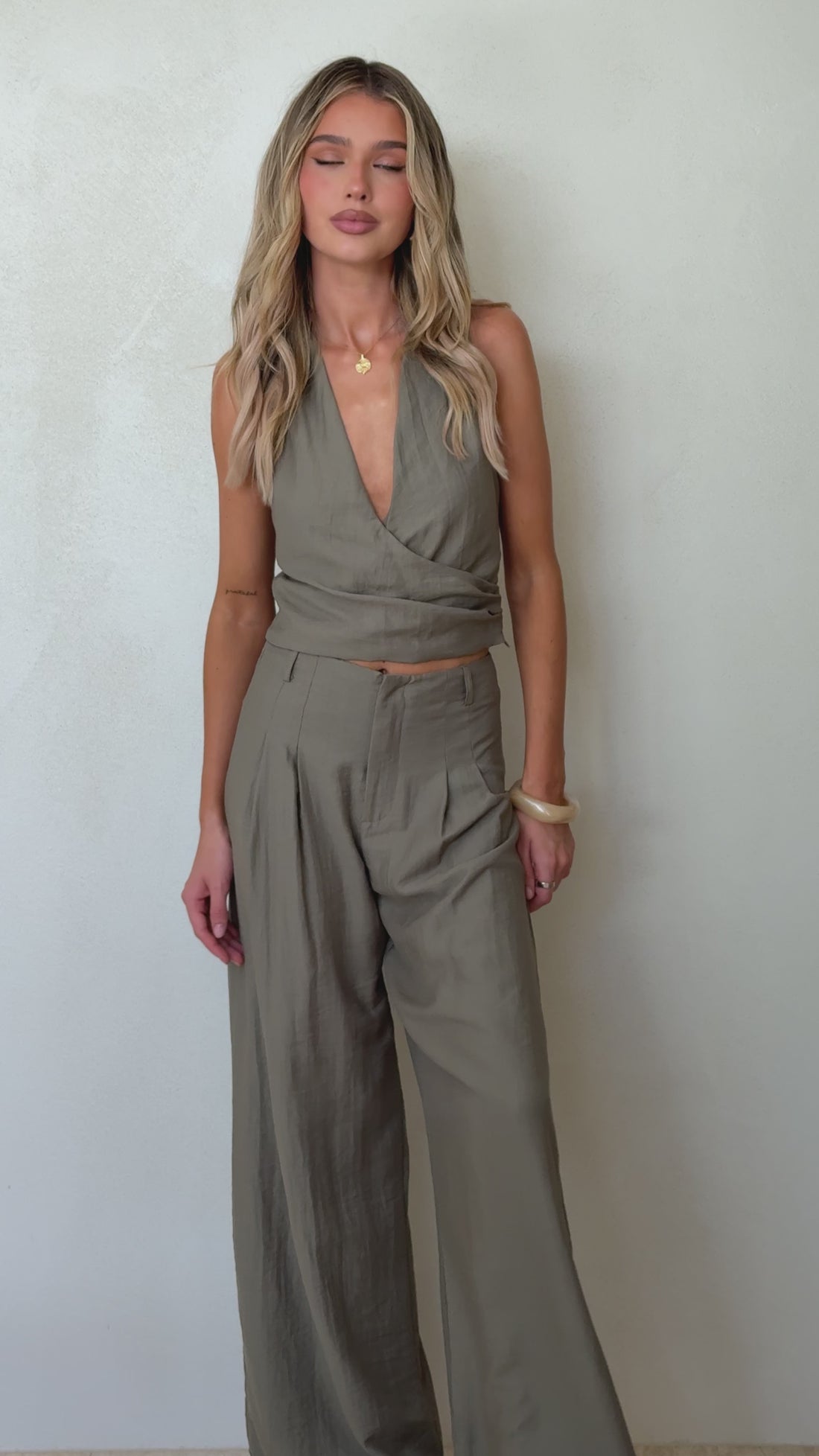 Taris Top And Pants Set - Khaki - Billy J