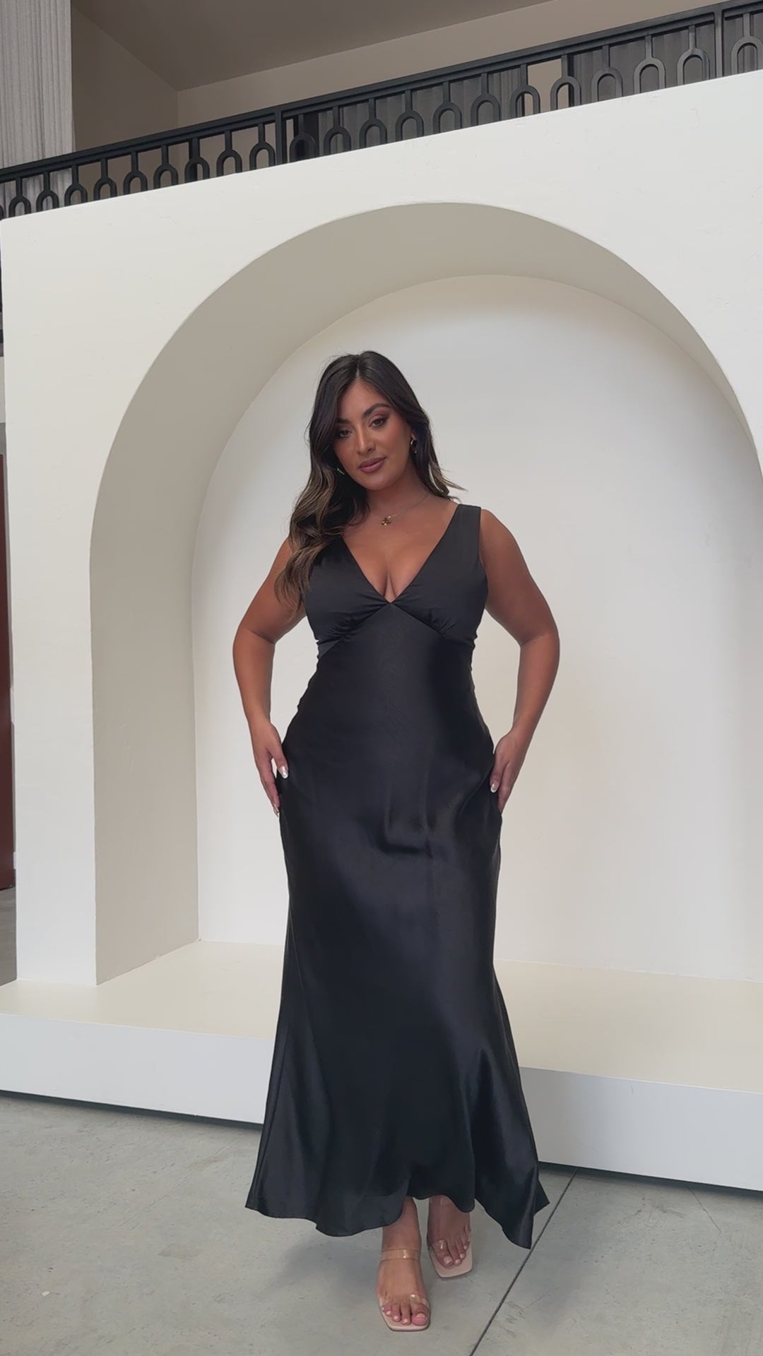 Load video: Sofia Maxi Dress - Black - Billy J