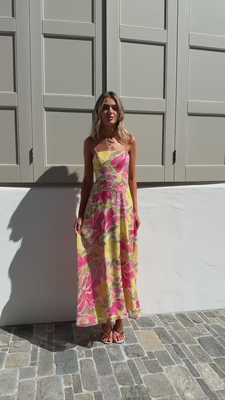 Mylee Maxi Dress - Pink/Yellow Floral - Billy J