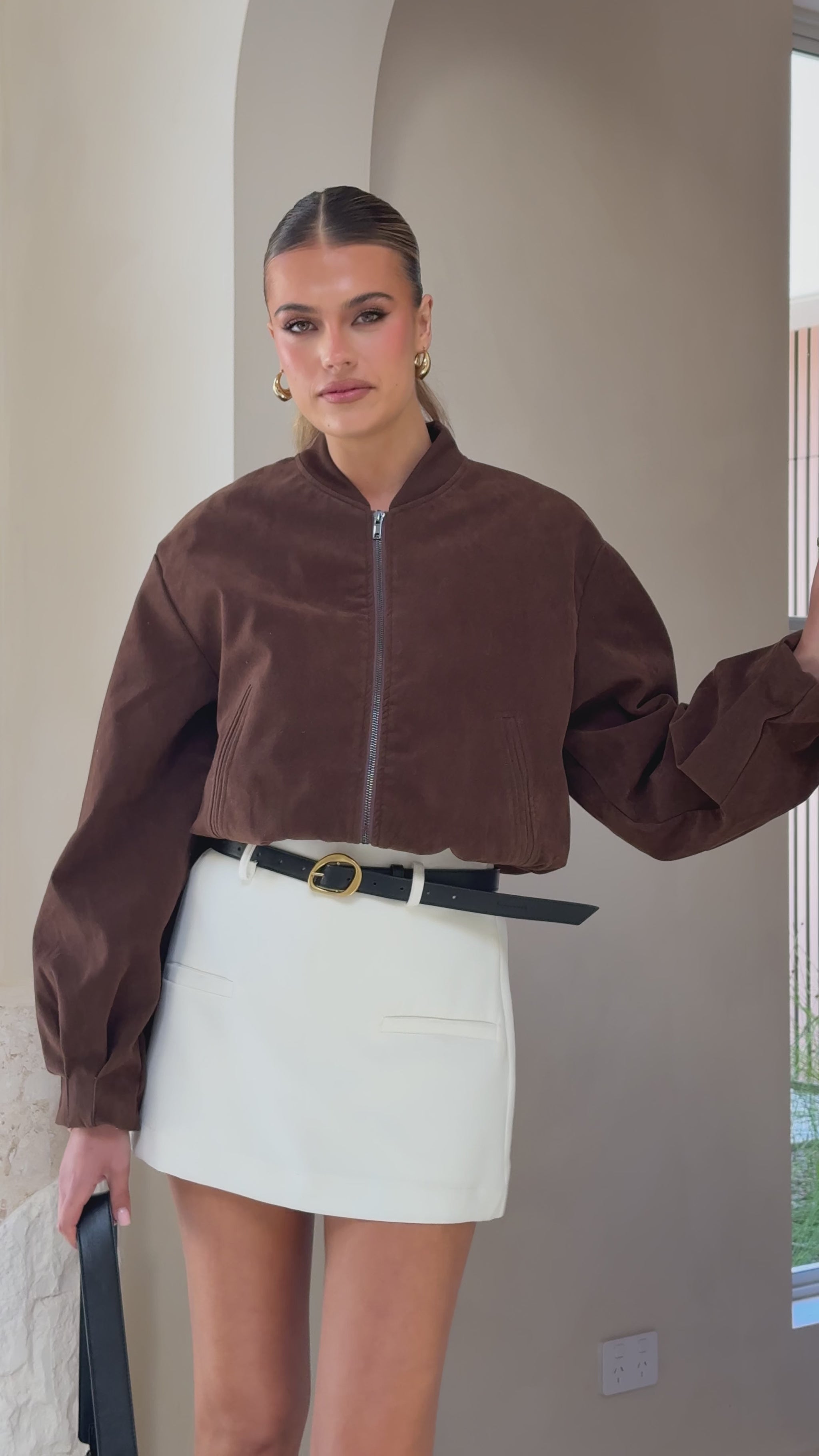 Sloane Bomber Jacket - Dark Chocolate - Billy J