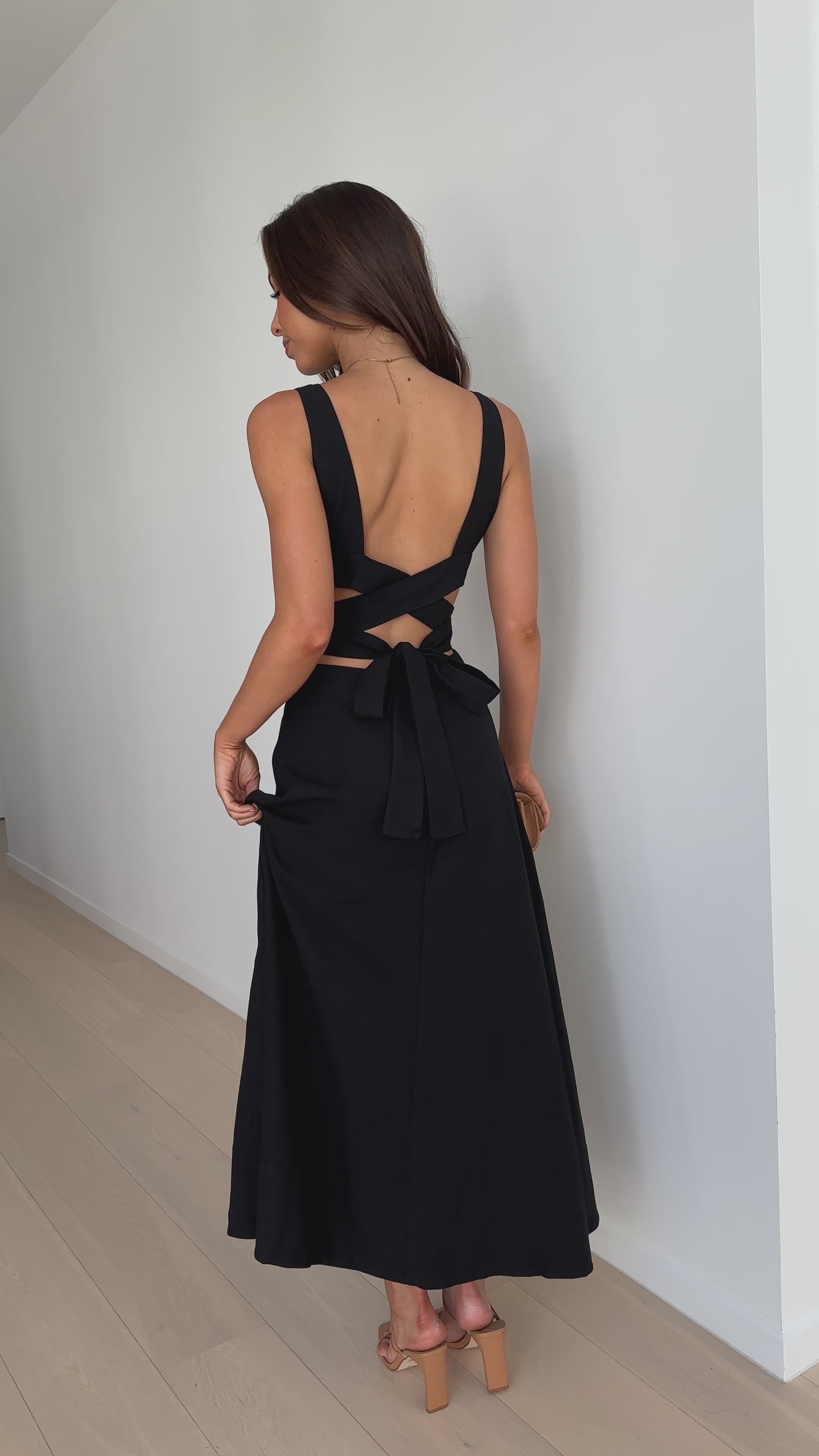 Load video: Kimberley Maxi Dress - Black - Billy J