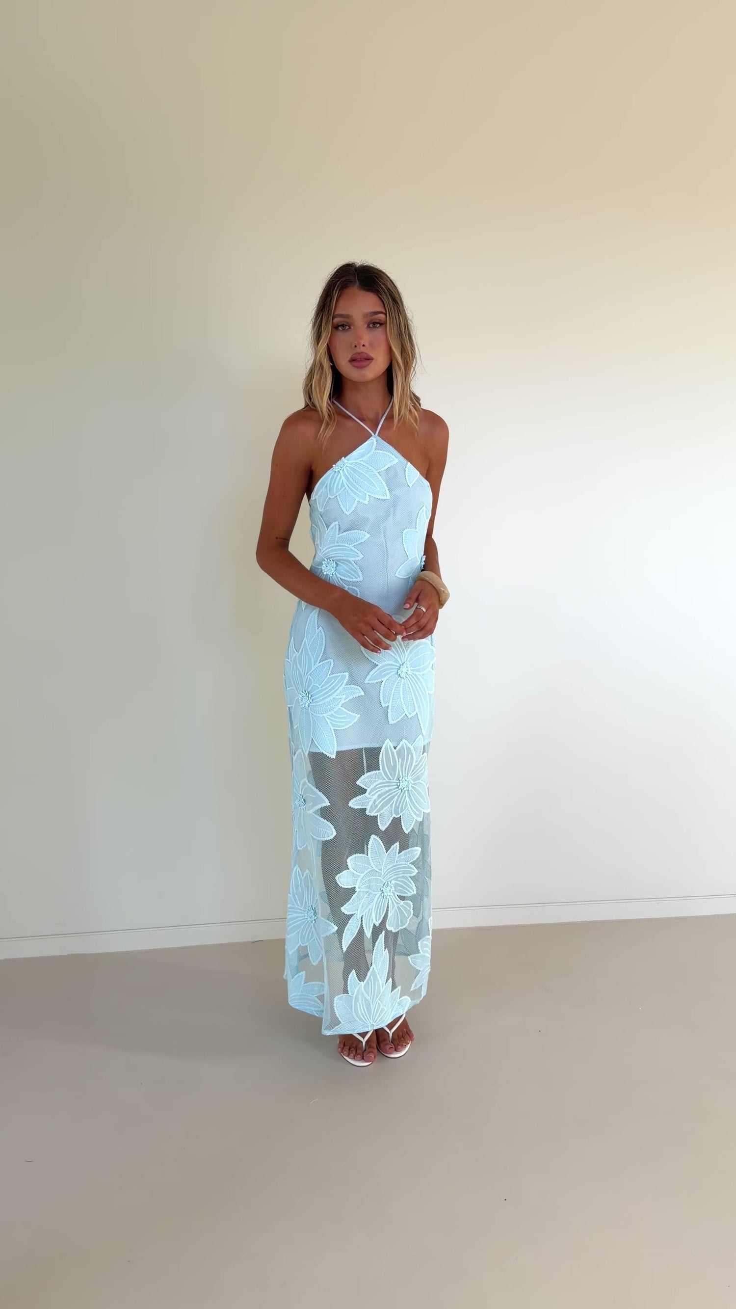 Colette Lace Maxi Dress - Baby Blue - Billy J