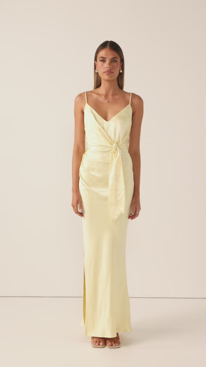 Yasmeen Tie Front Maxi Dress - Yellow - Billy J