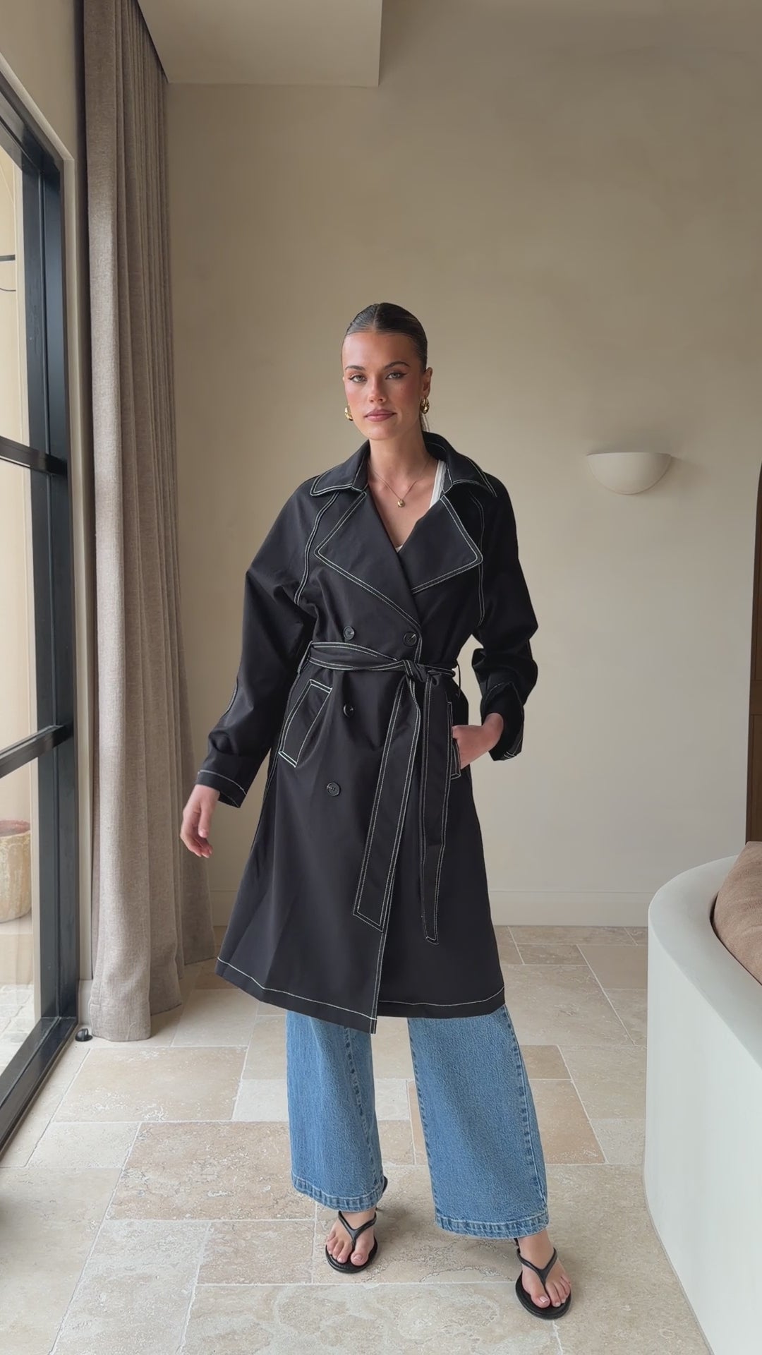 Cora Trench Coat - Black - Billy J