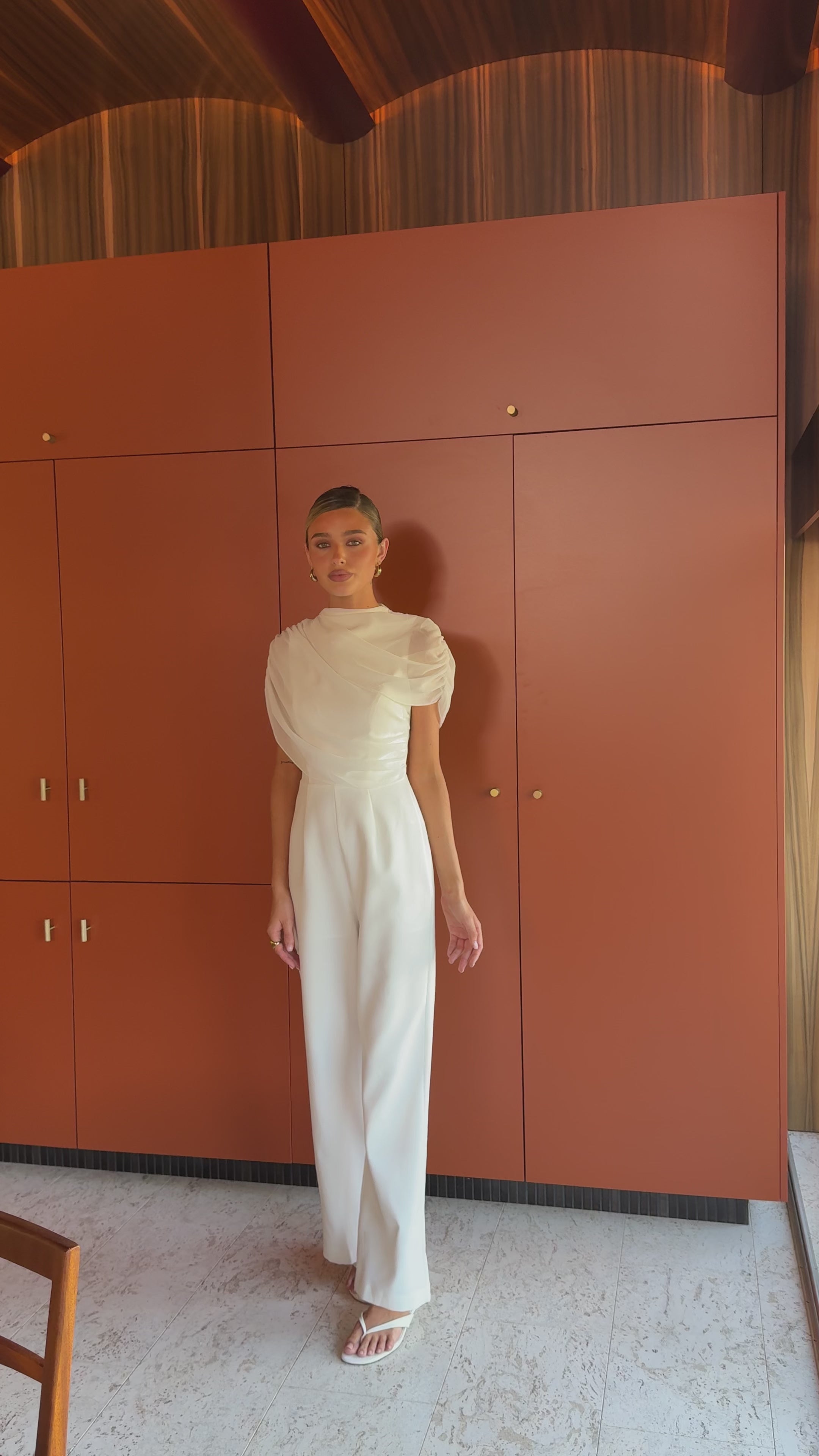 Load video: Zahina Jumpsuit - White - Billy J