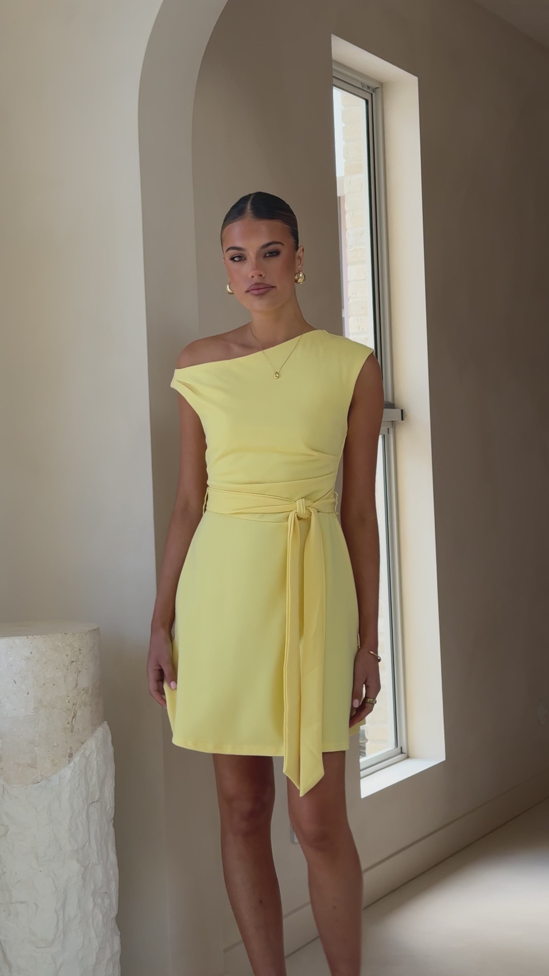 Load video: Gem Mini Dress - Yellow - Billy J