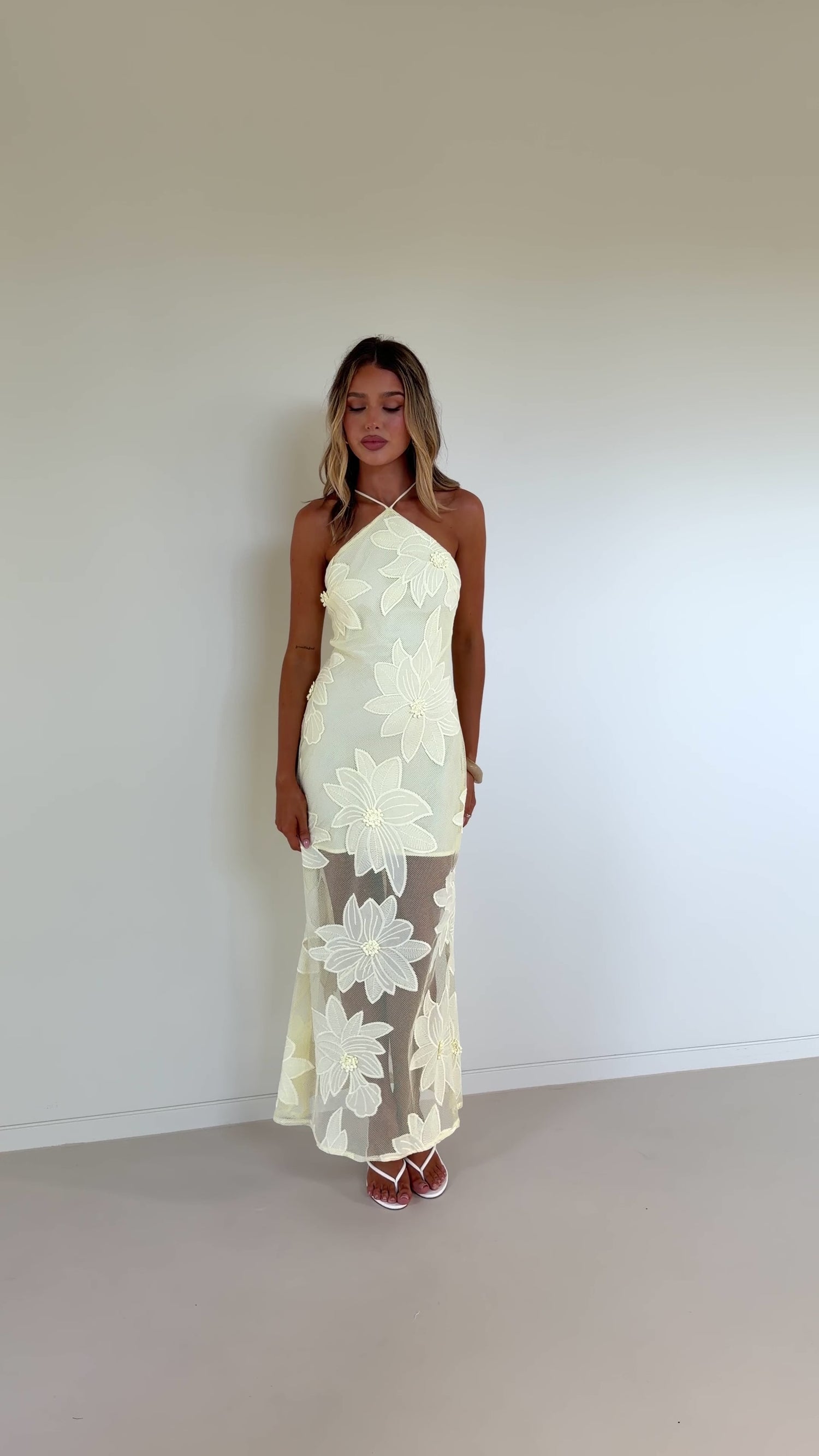 Colette Lace Maxi Dress - Yellow - Billy J
