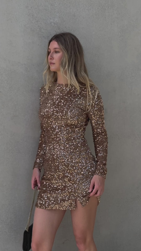 Felicia Mini Dress - Gold - Billy J