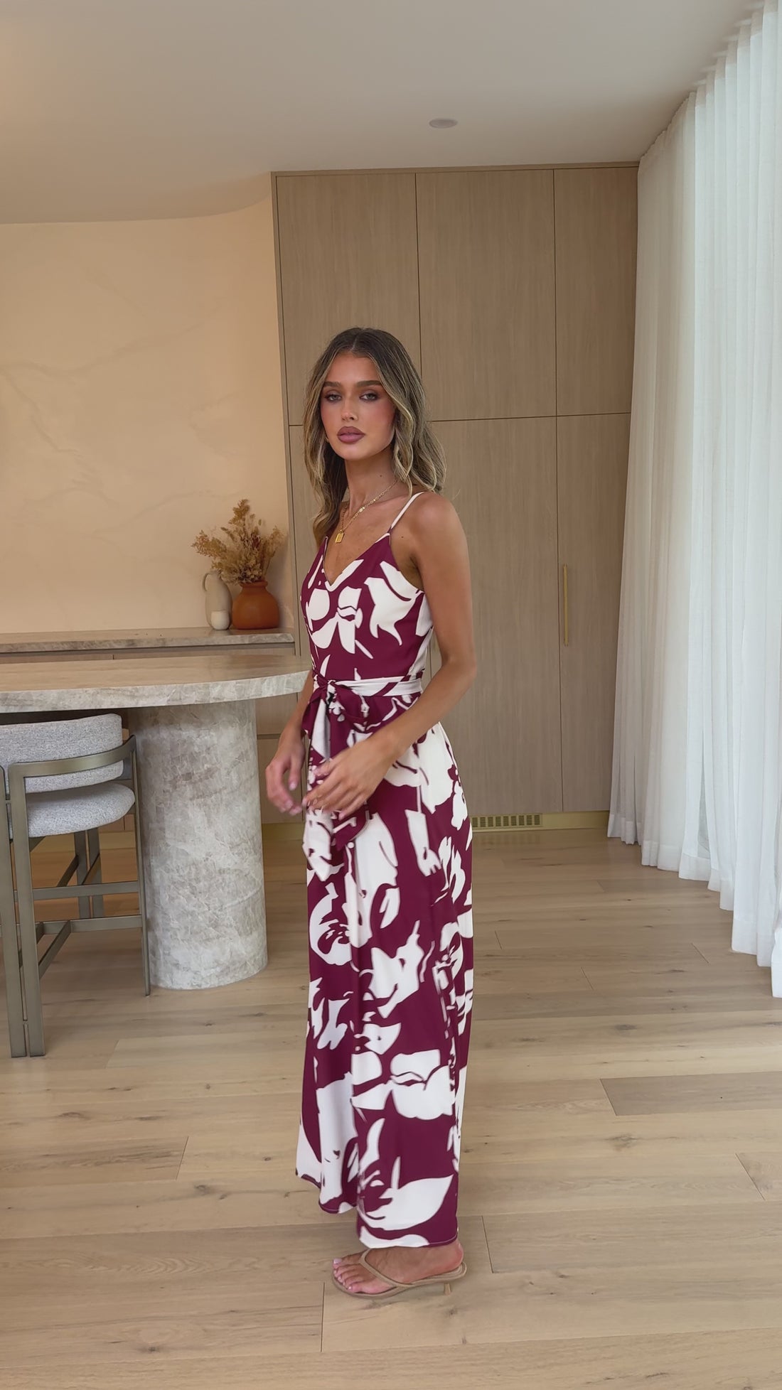 Melina Jumpsuit - Merlot Floral - Billy J