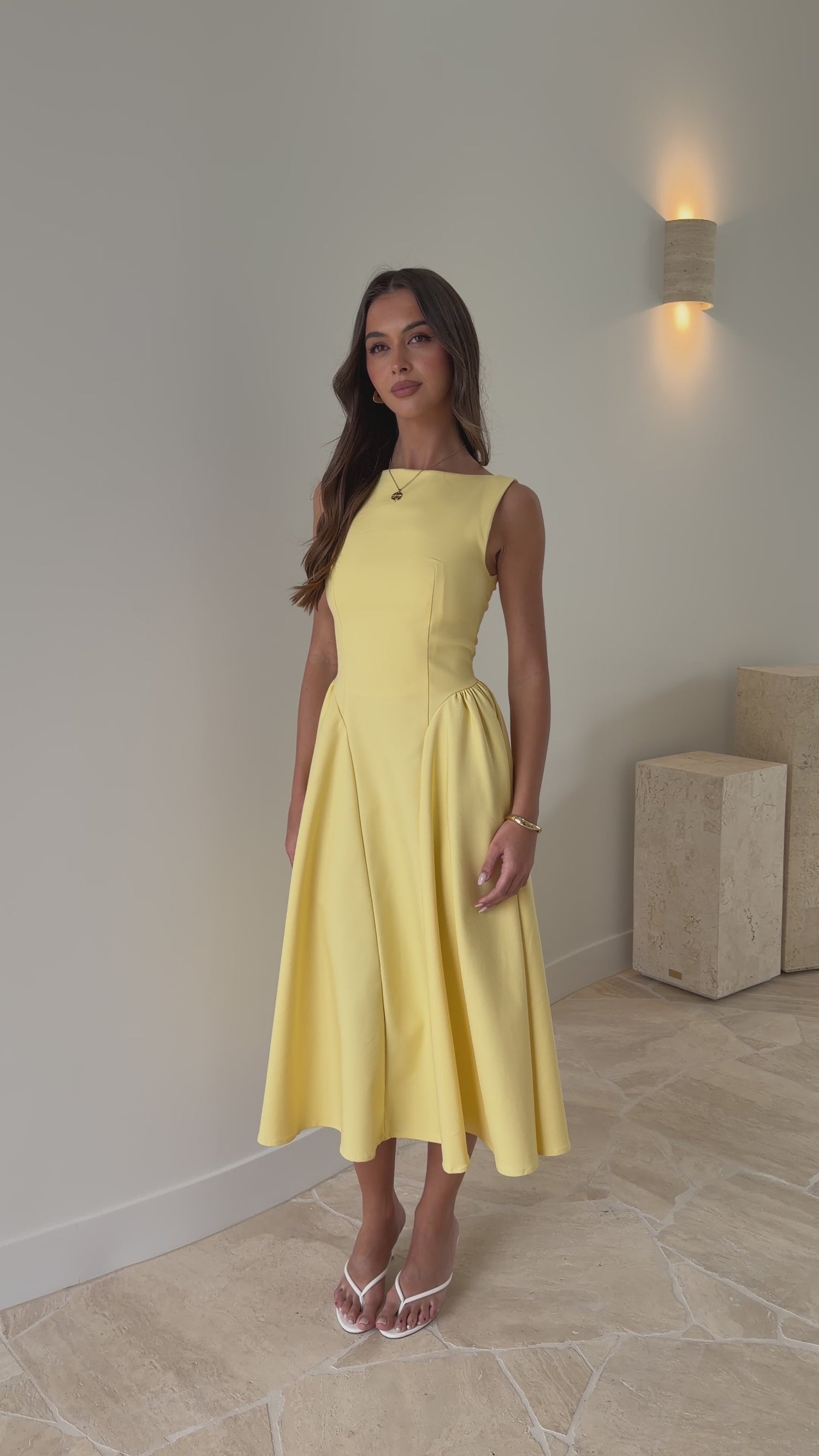Khloe Midi Dress - Yellow - Billy J