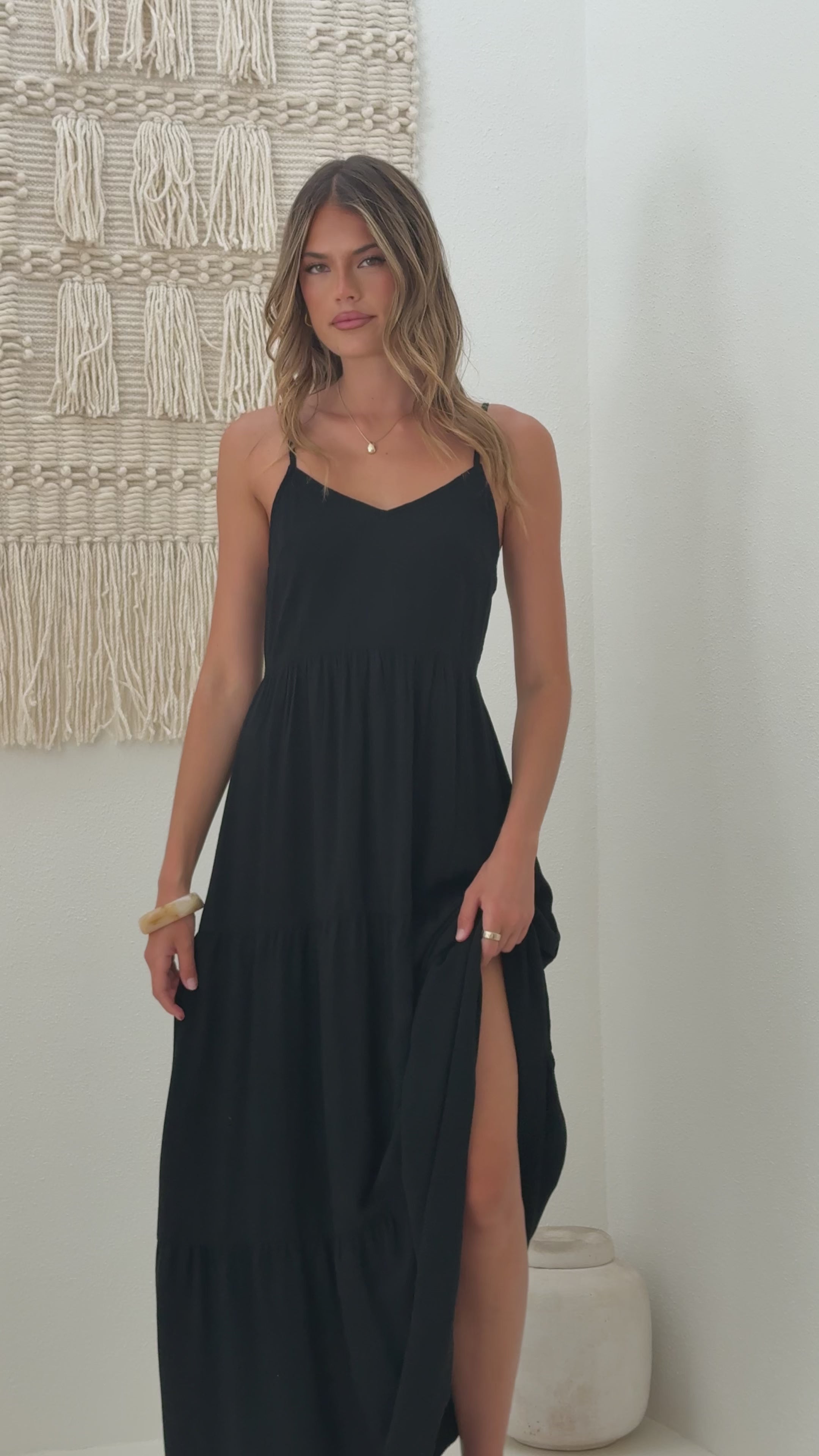 Load video: Shelley Maxi Dress - Black - Billy J