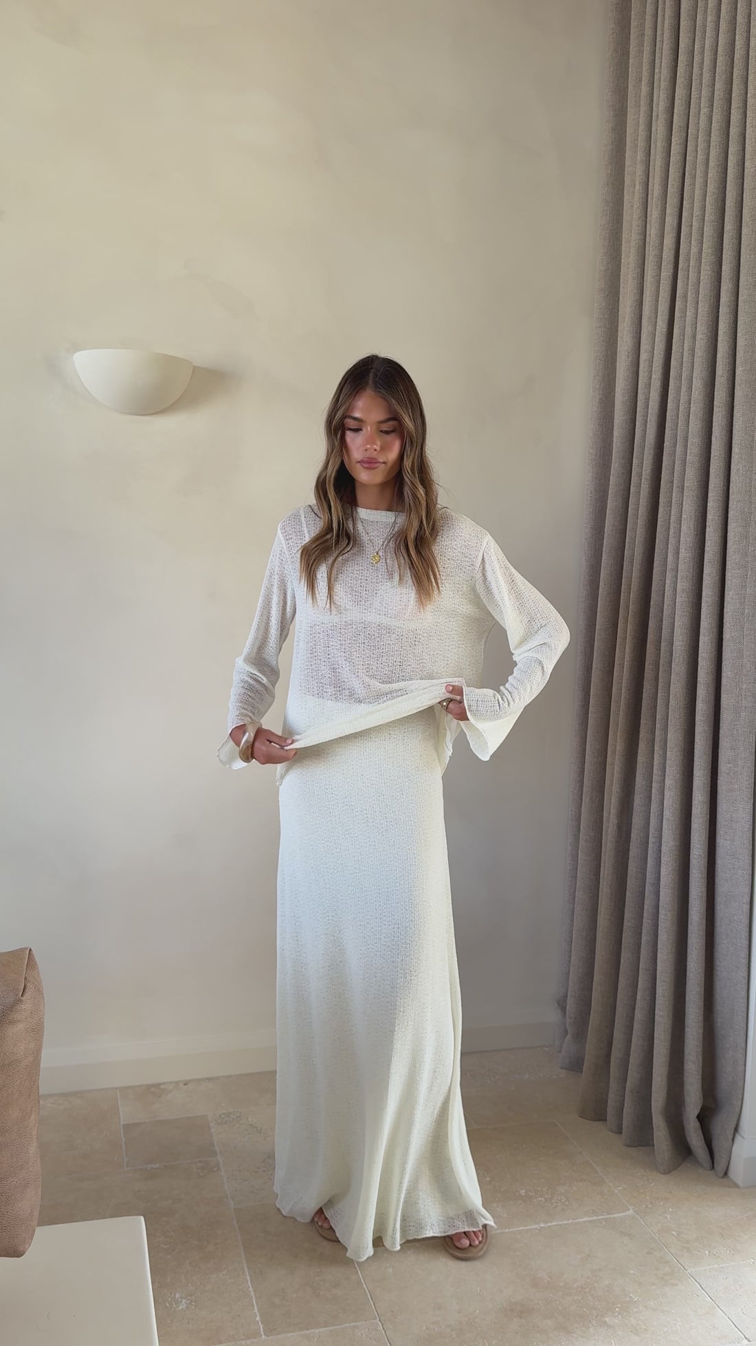 Bayley Knit Top and Skirt Set - Cream - Billy J