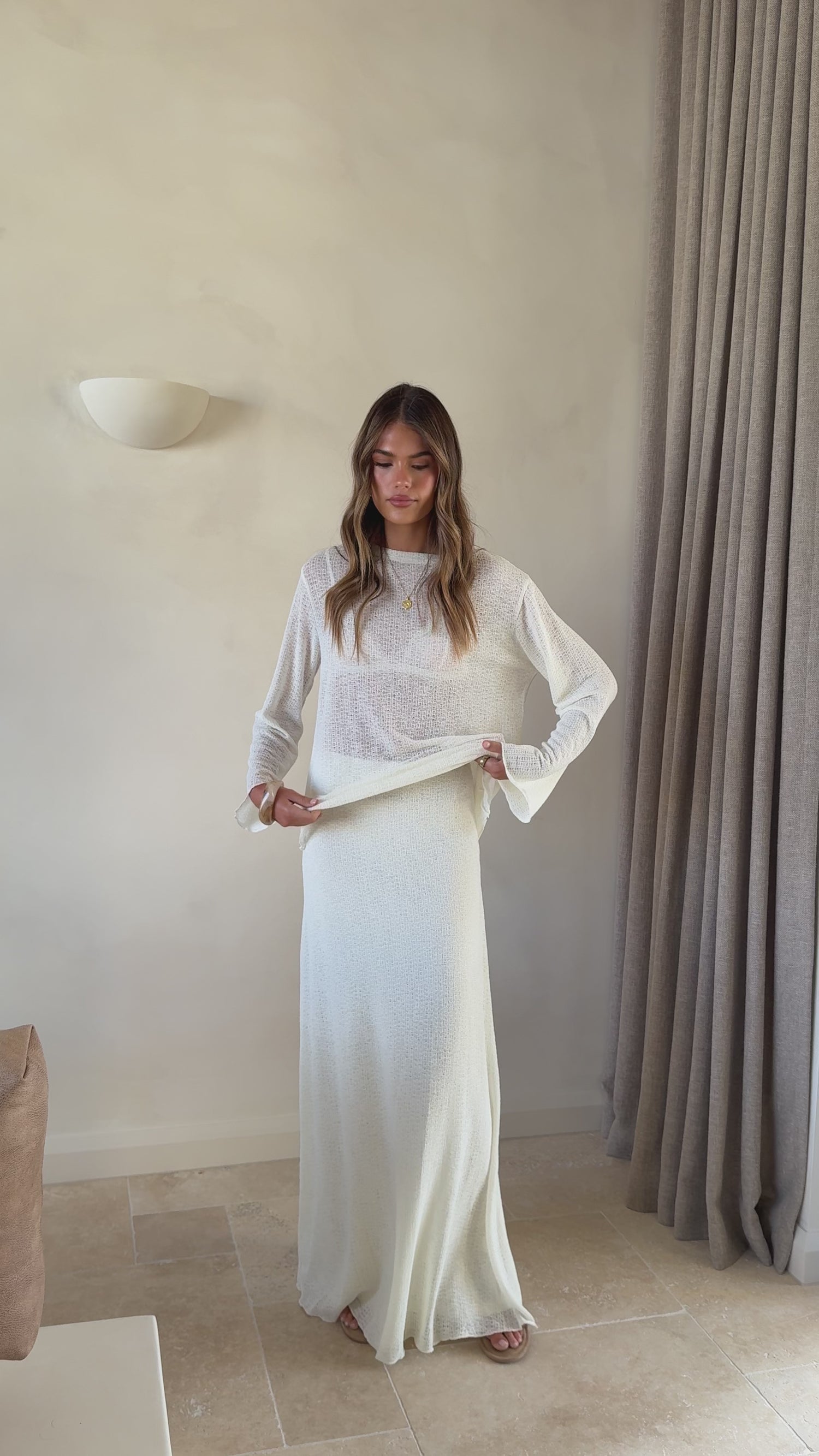Bayley Knit Top and Skirt Set - Cream - Billy J