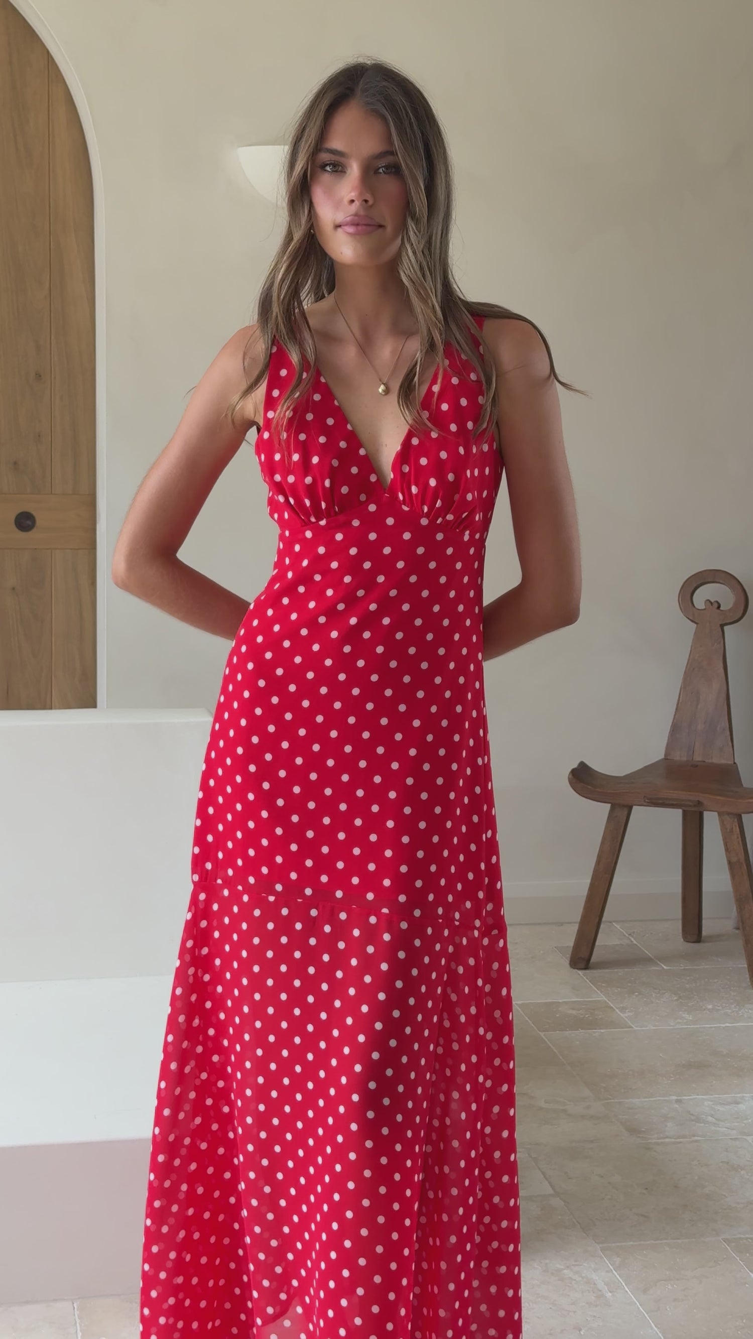 Oriella Maxi Dress - Red Polka - Billy J