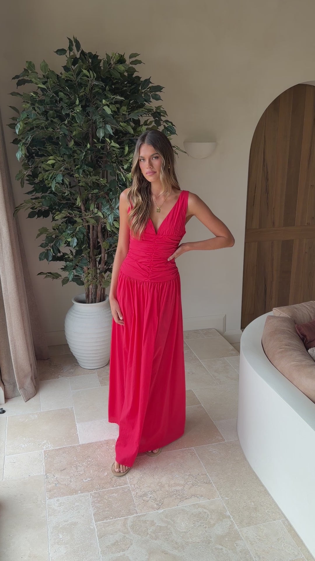 Sanya Maxi Dress - Red - Billy J