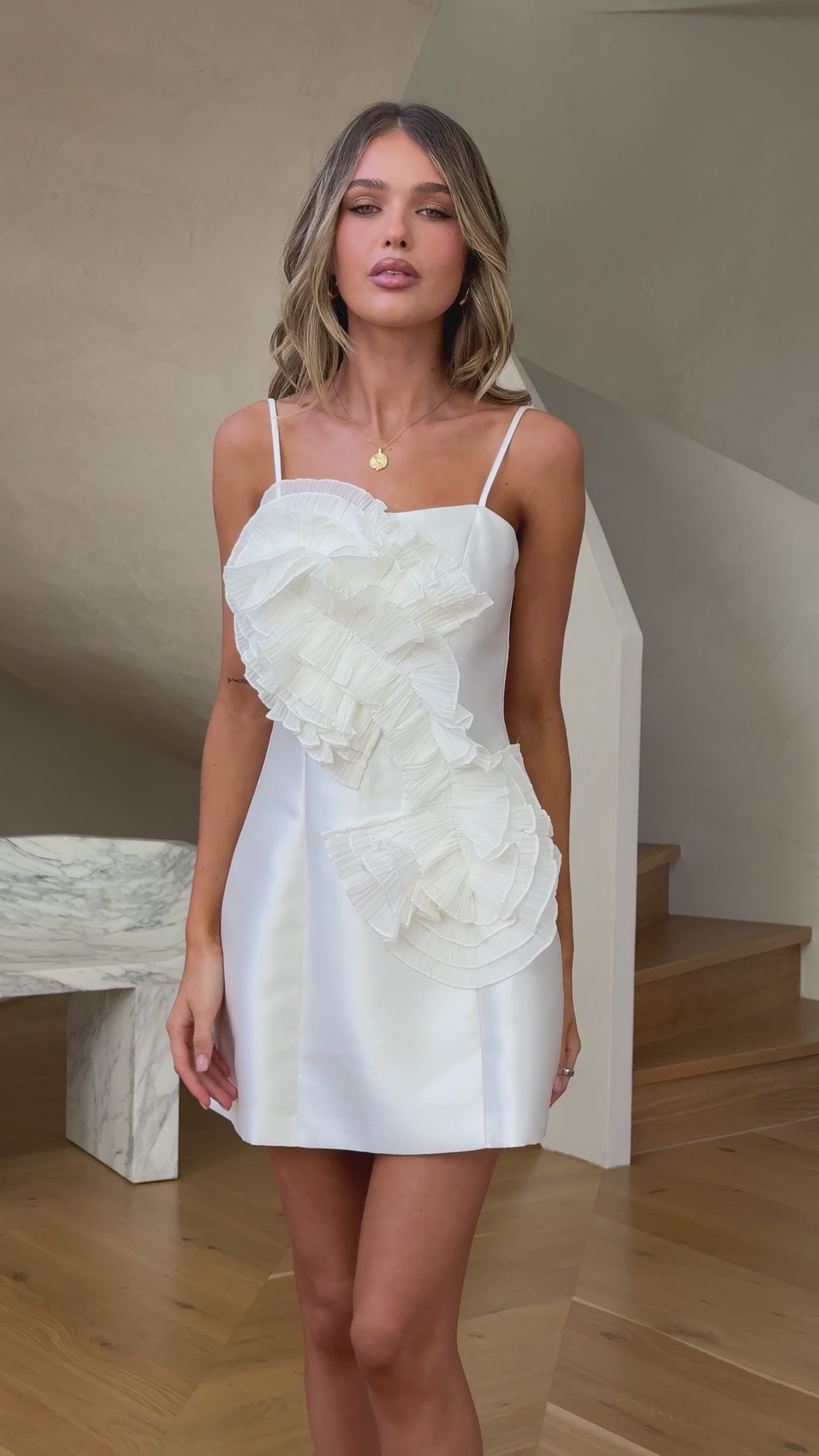Aisha Mini Dress - White - Billy J