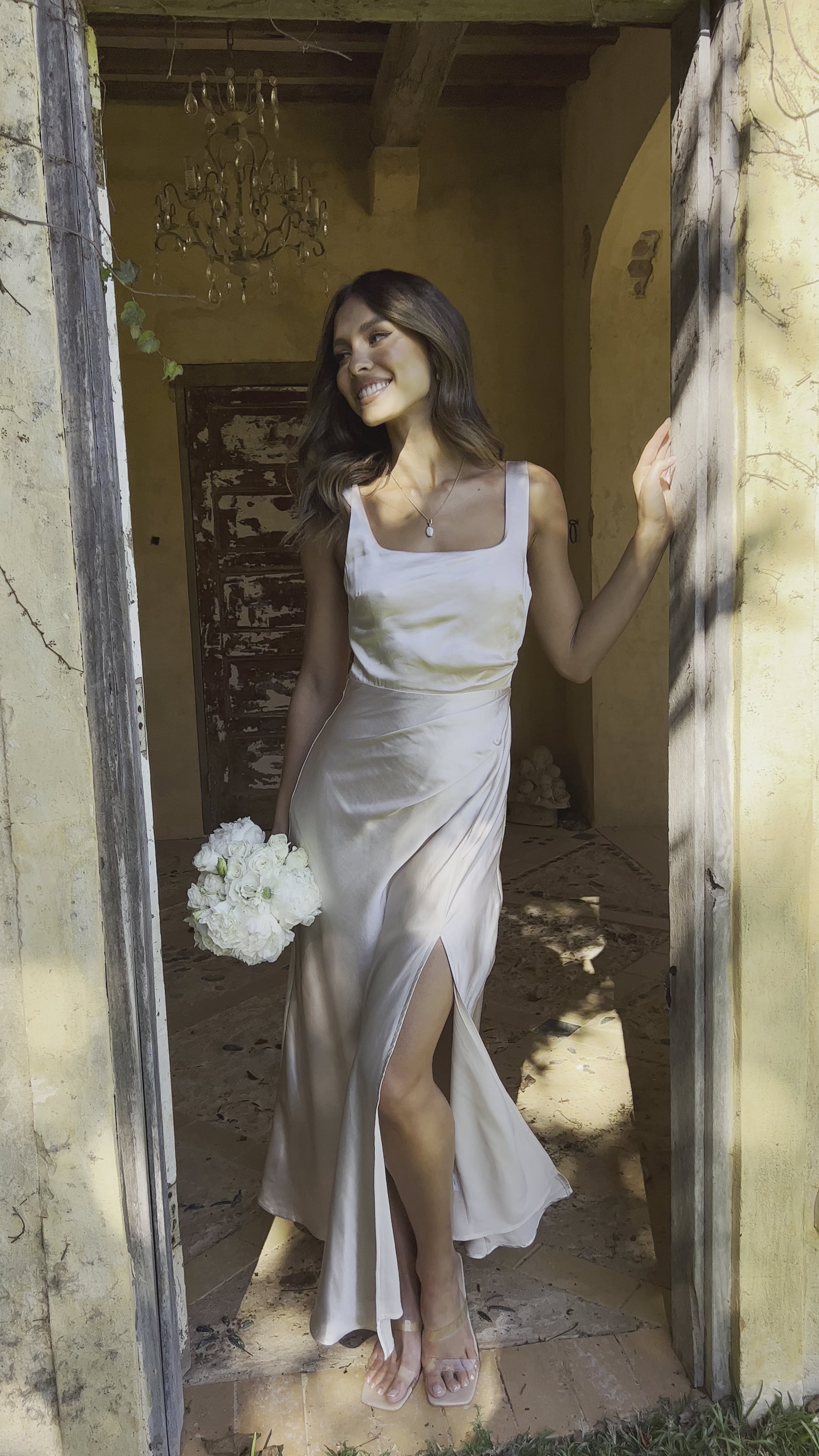 Load video: Alaria Maxi Dress - Champagne - Billy J