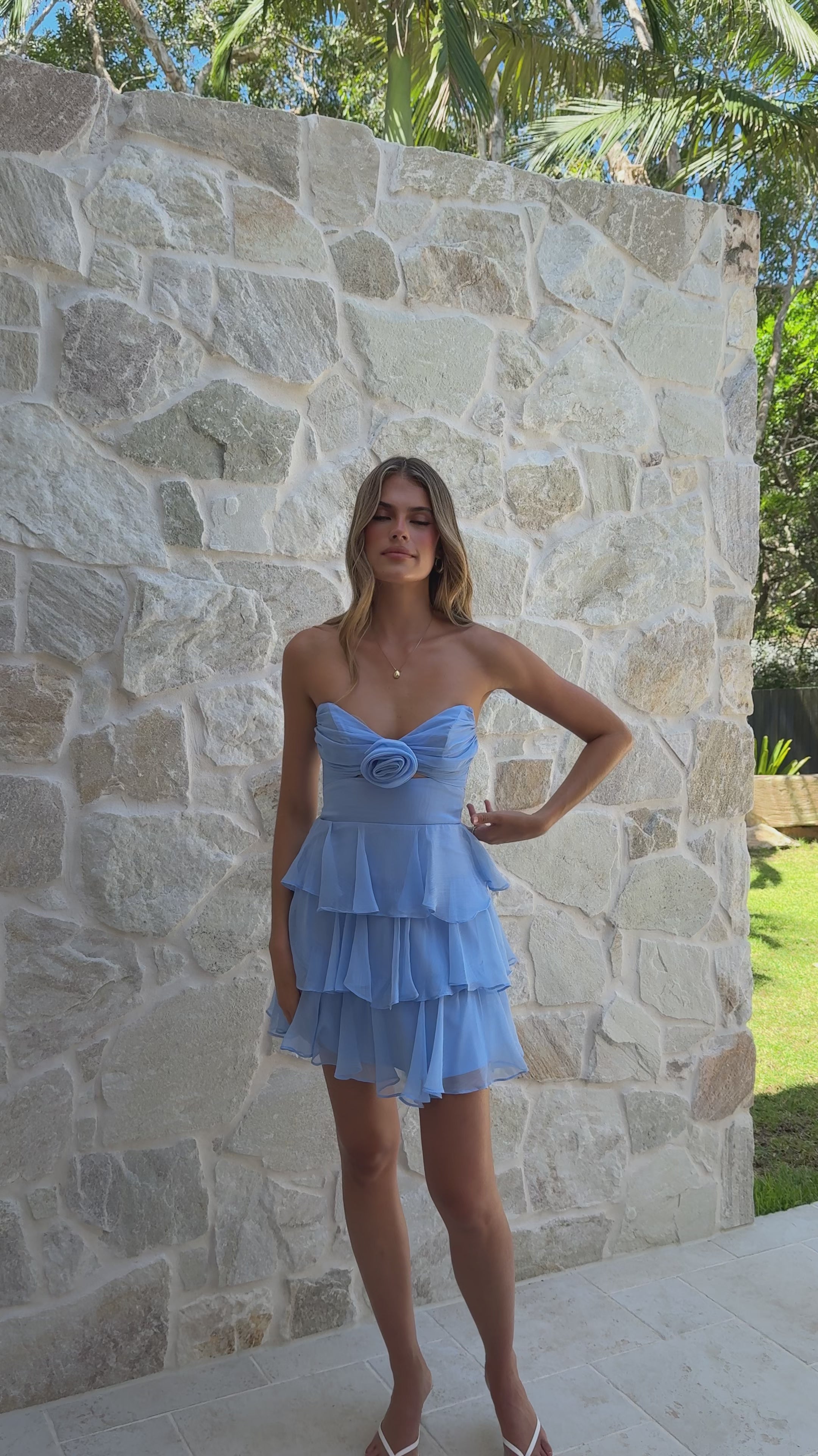 Load video: Tenaia Mini Dress - Blue - Billy J