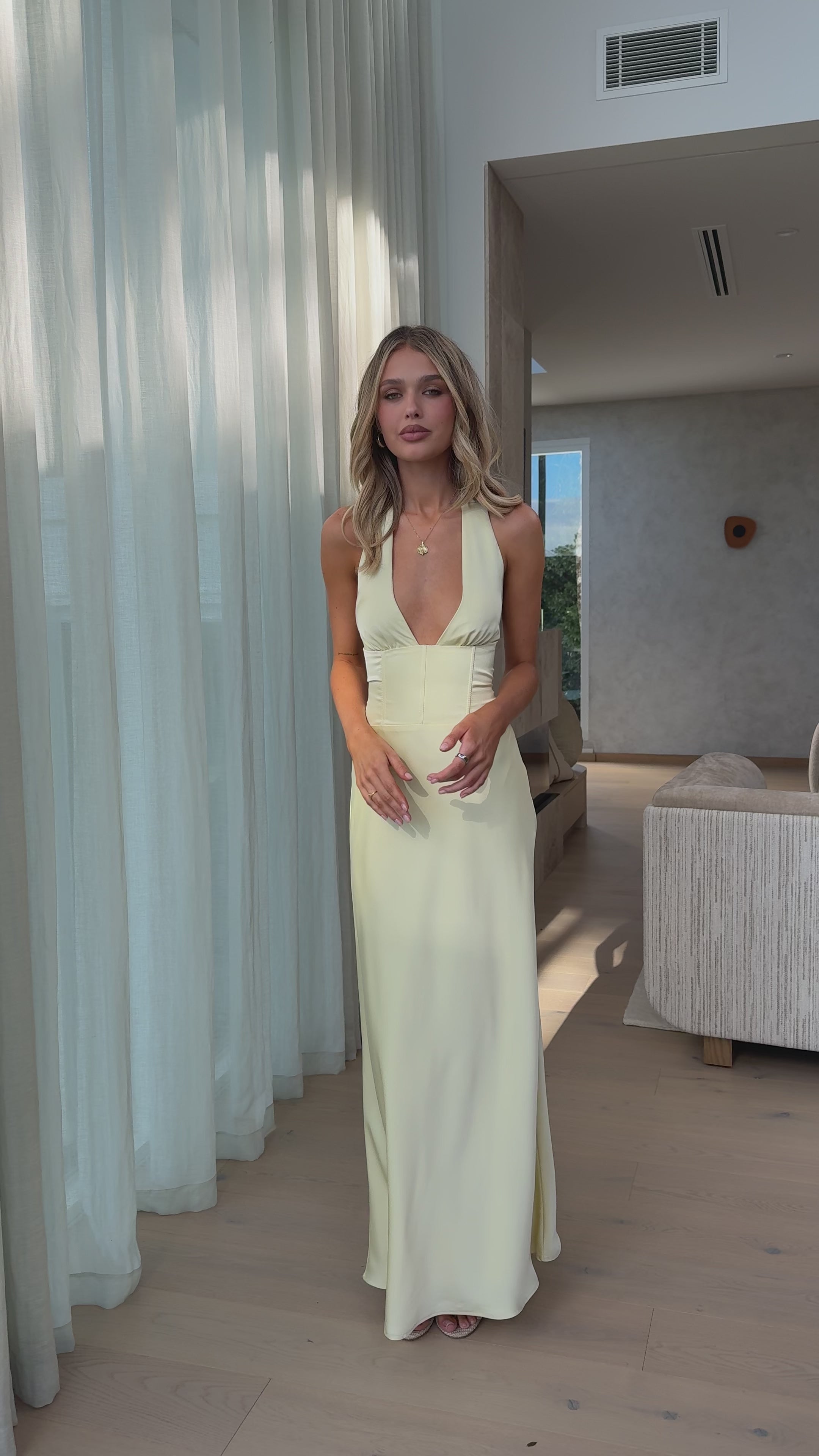 Load video: Odessa Maxi Dress - Yellow - Billy J