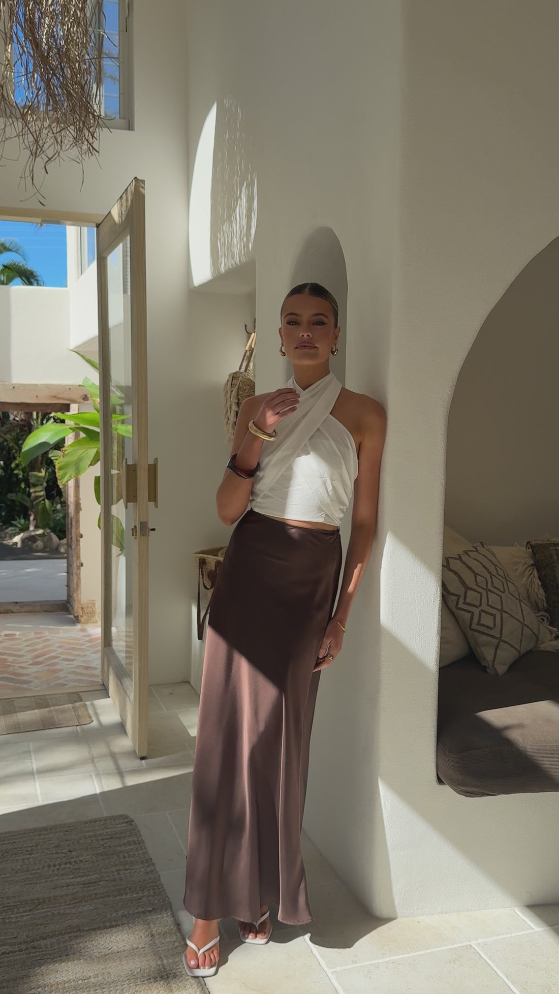Darina Bias Cut Maxi Skirt - Chocolate - Billy J