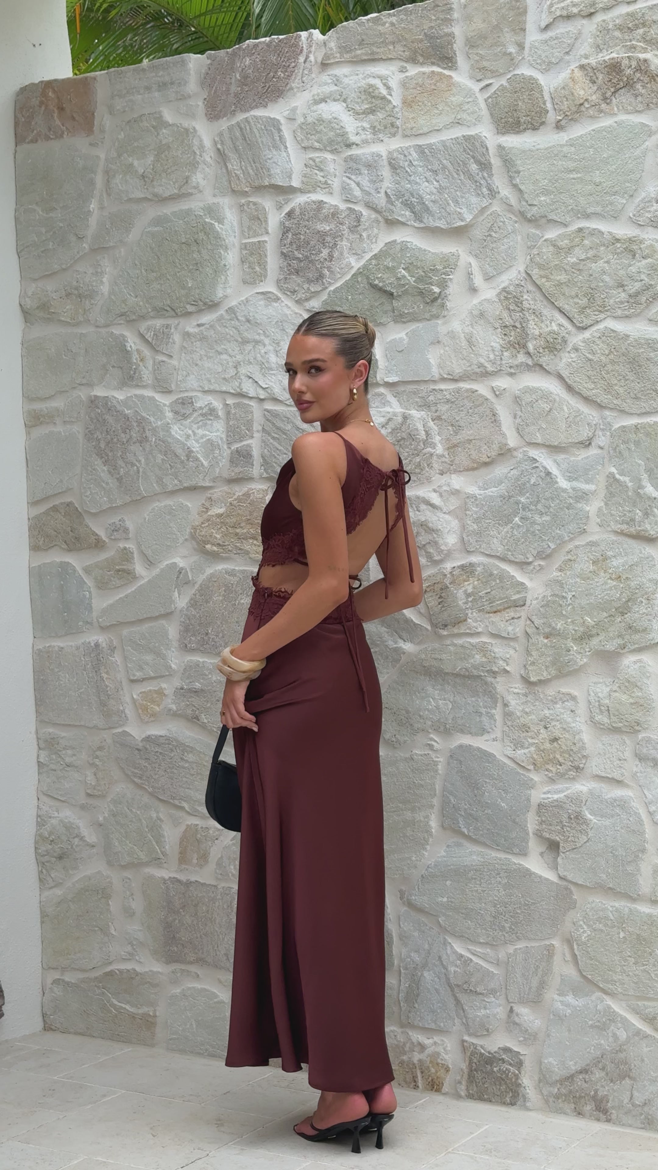 Load video: Amy Maxi Dress - Chocolate - Billy J