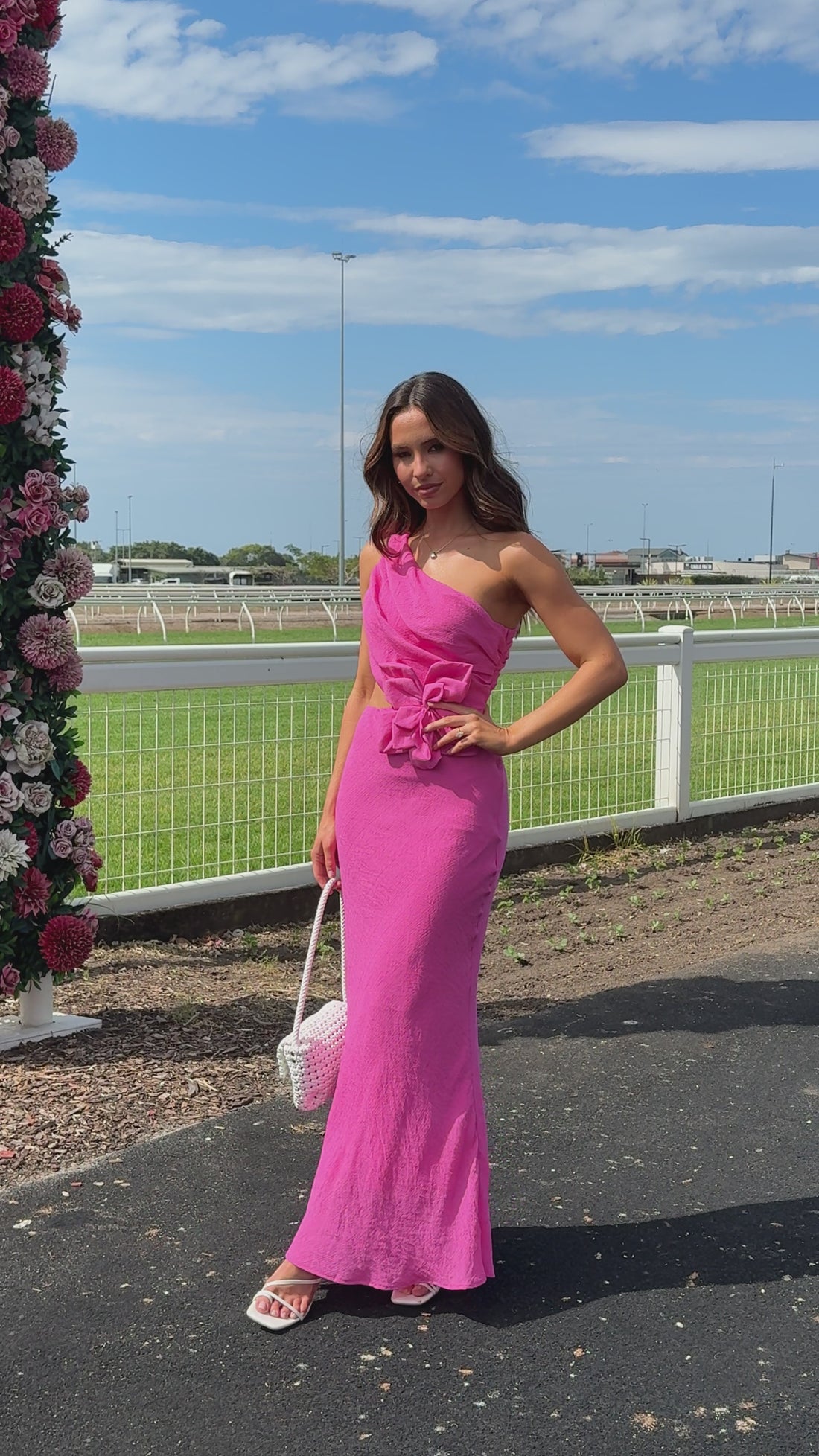 Bloom One Shoulder Cut Out Maxi Dress - Hot Pink - Buy Women's Maxi Dresses  - Billy J