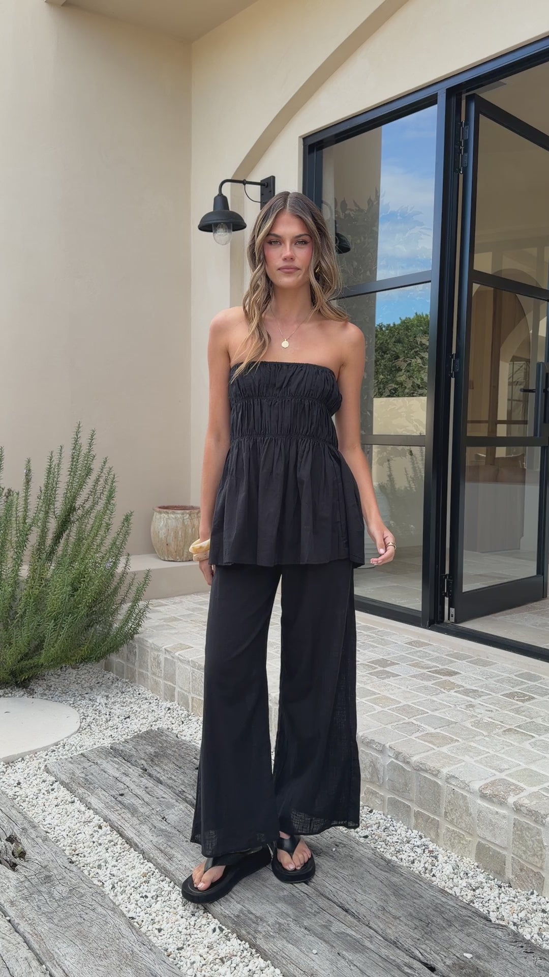 Maison Strapless Top & Pants Set - Black - Billy J