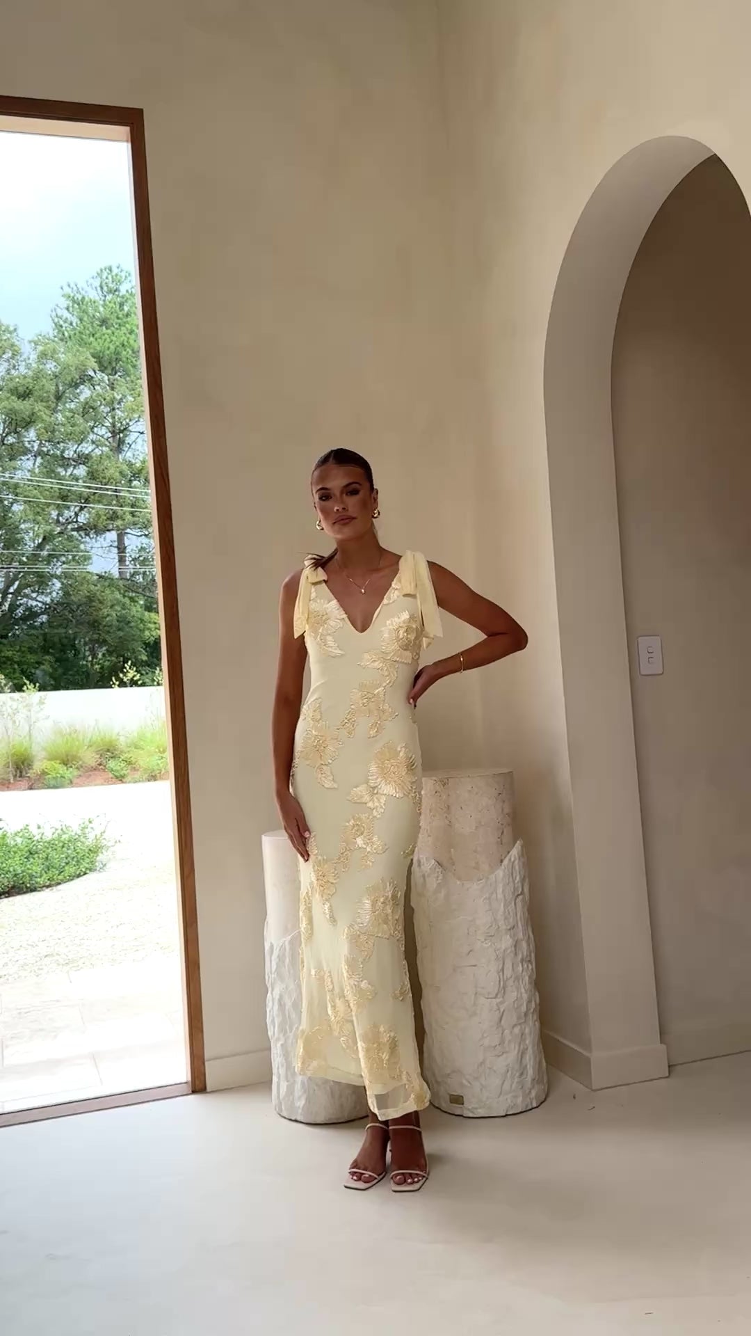 Load video: Usha Tie Strap Maxi Dress - Yellow - Billy J