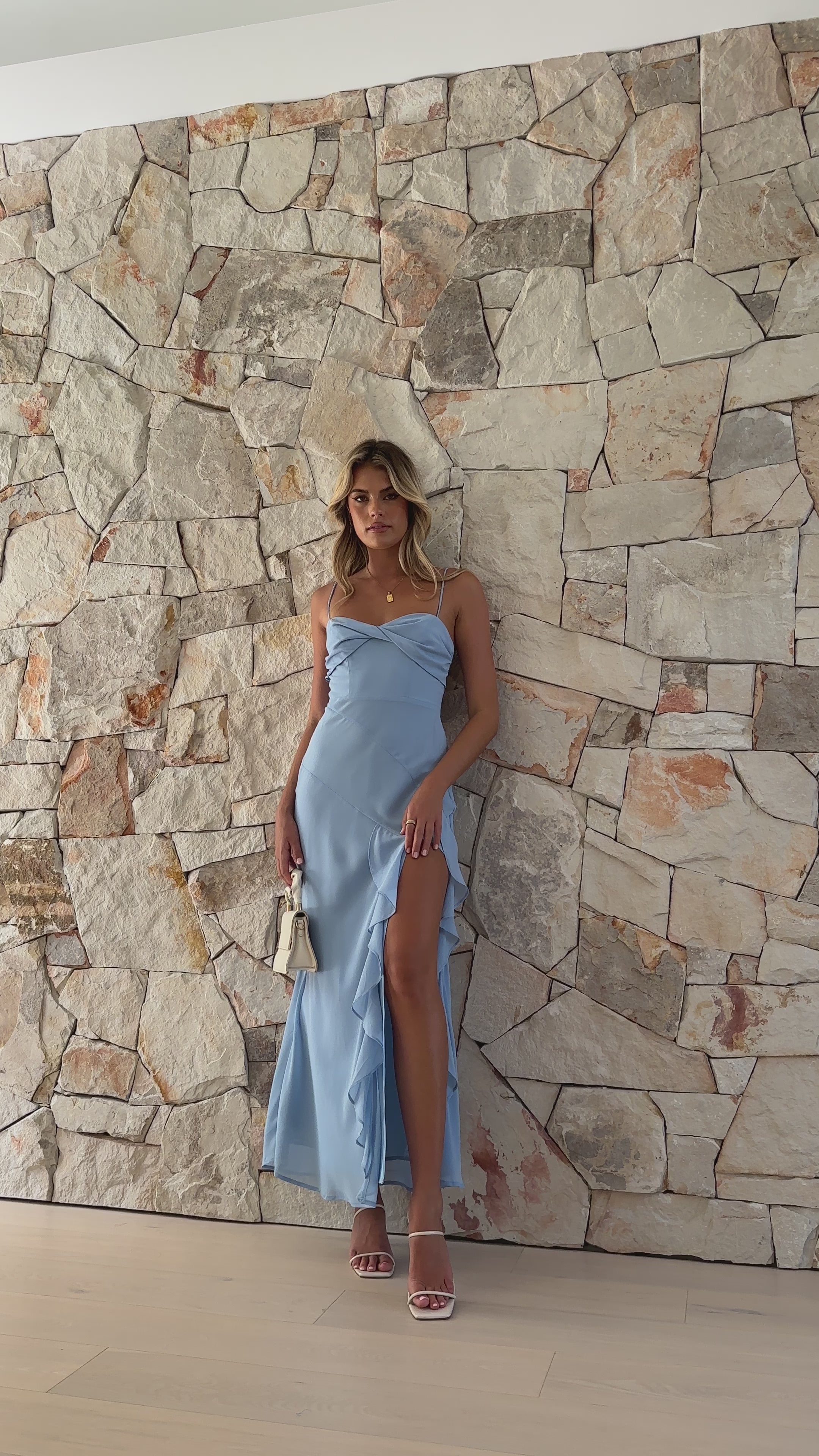 Load video: Kiyah Midi Dress - Blue - Billy J