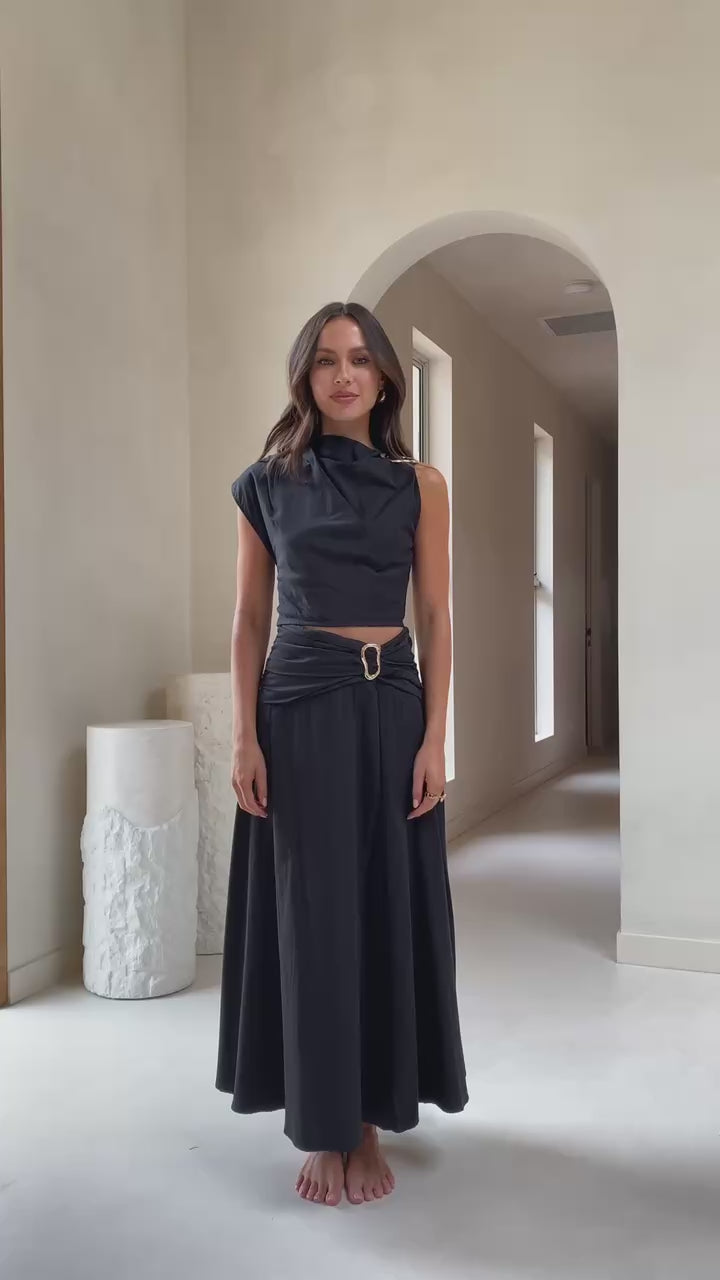 Load video: Delphine Maxi Skirt - Black - Billy J