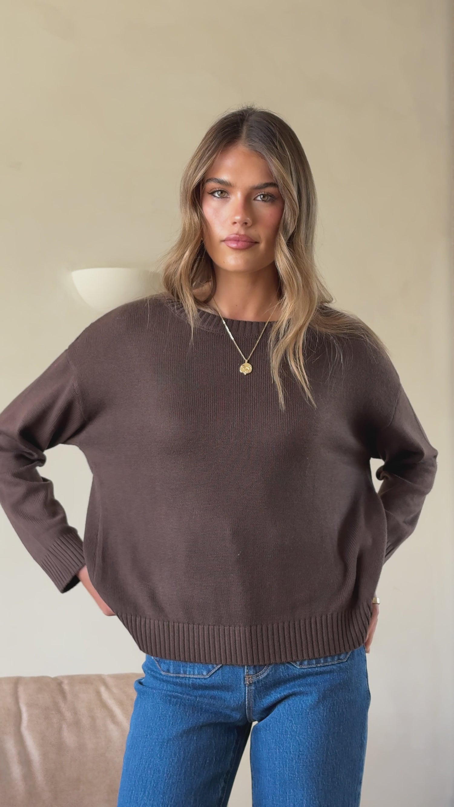 Victoria Long Sleeve Top - Chocolate - Billy J