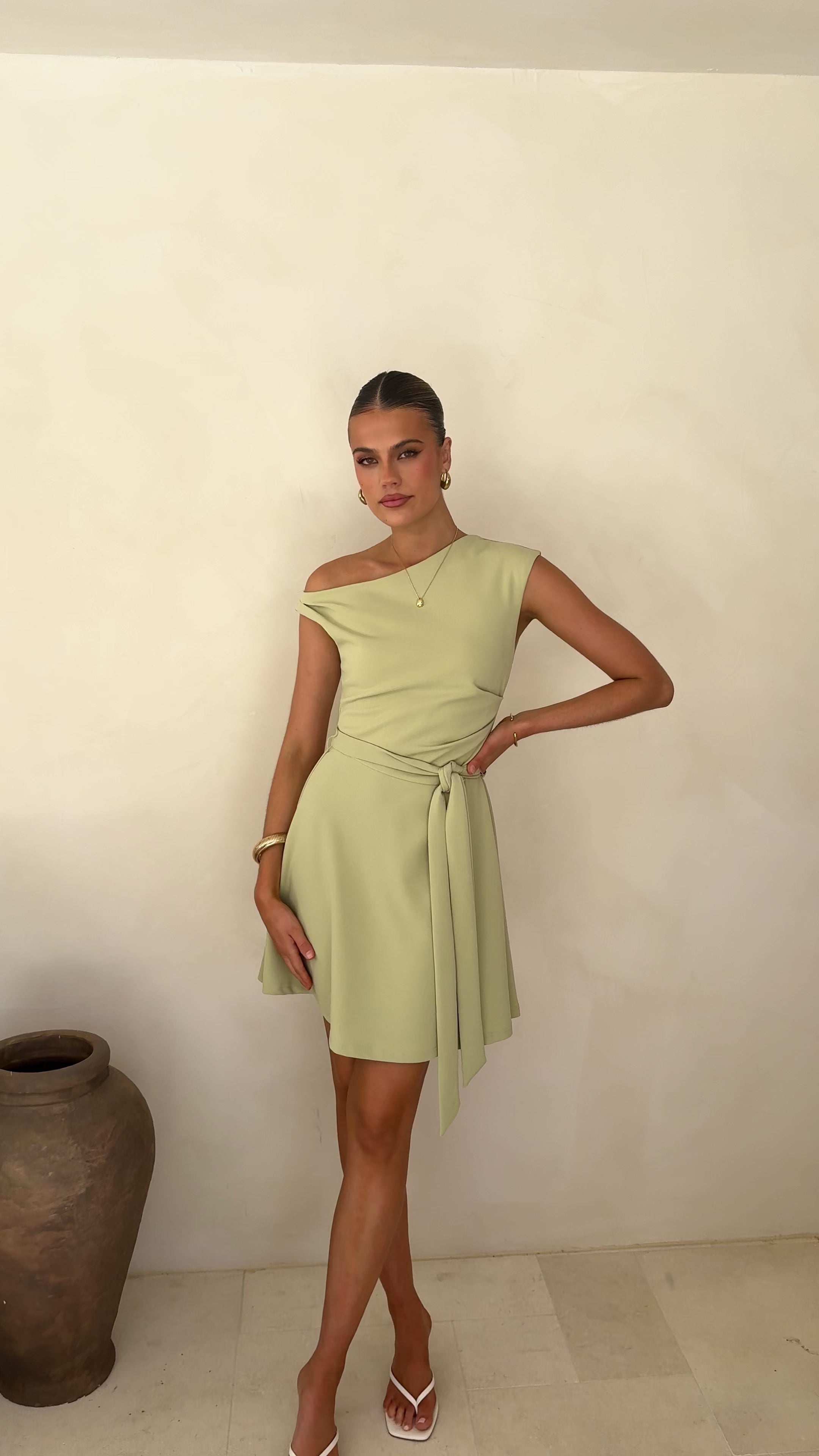 Load video: Gem Mini Dress - Sage - Billy J