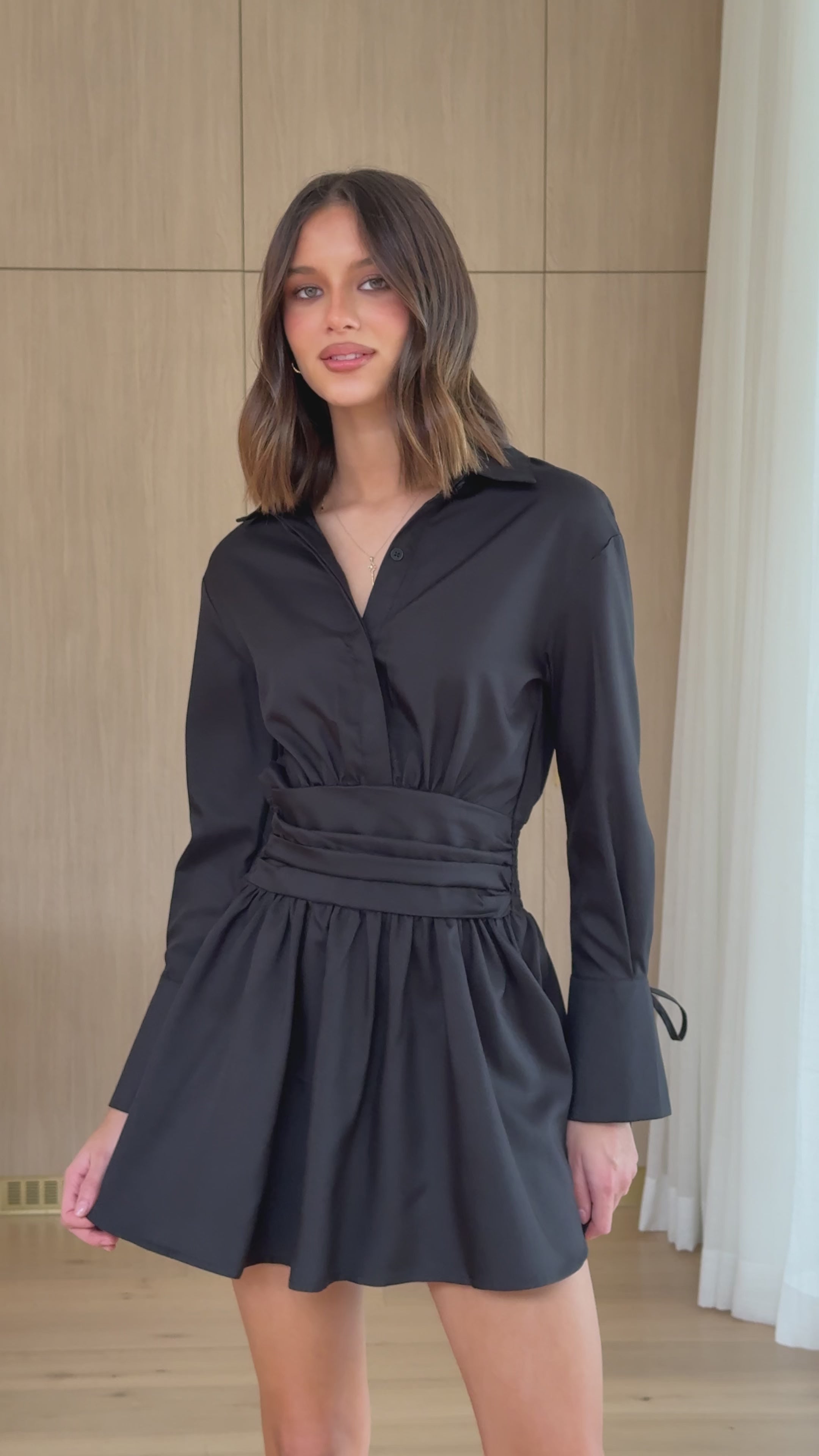 Load video: Janessa Mini Dress - Black - Billy J
