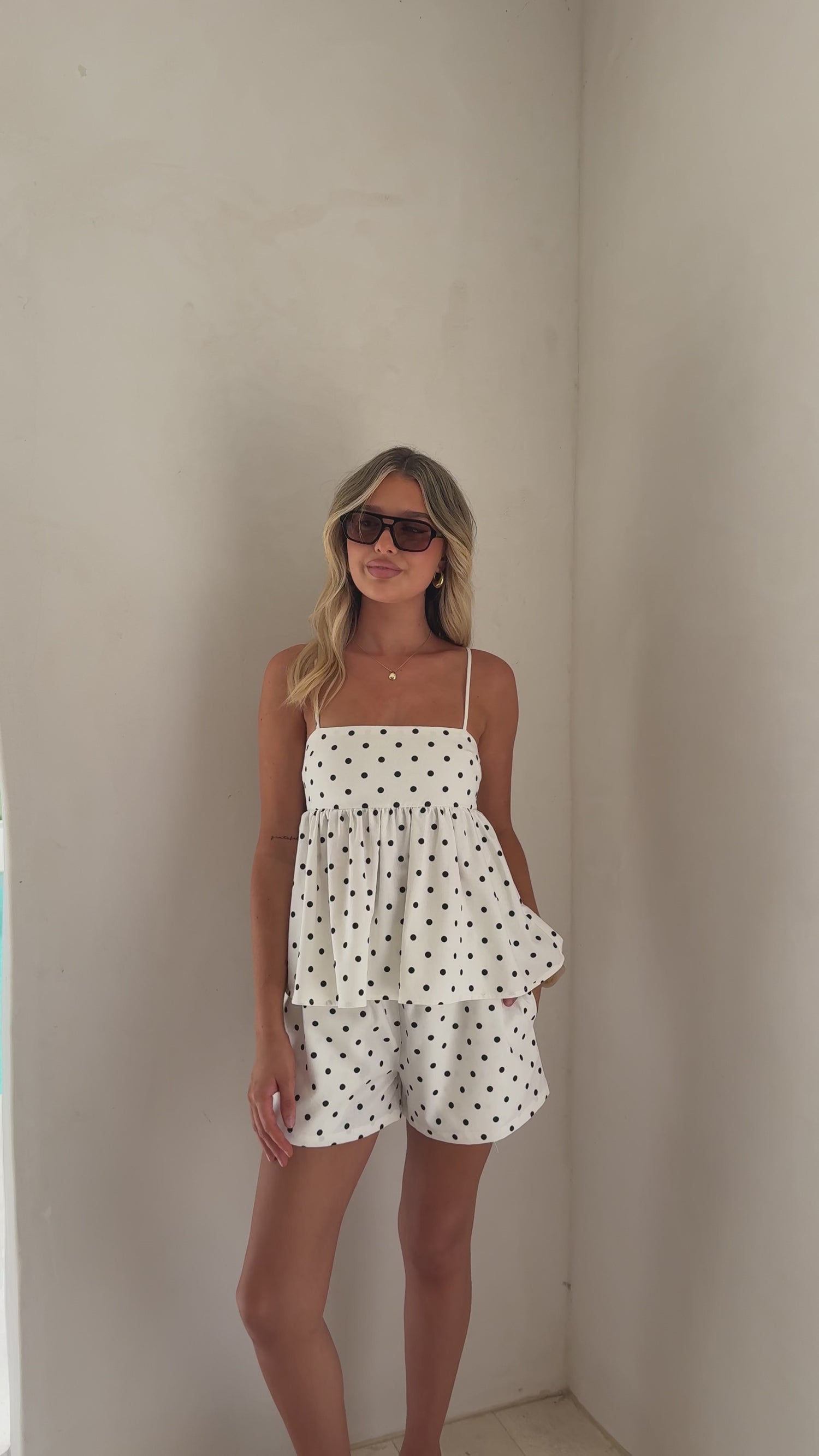 Vika Shorts - White/Black Polka Dot - Billy J