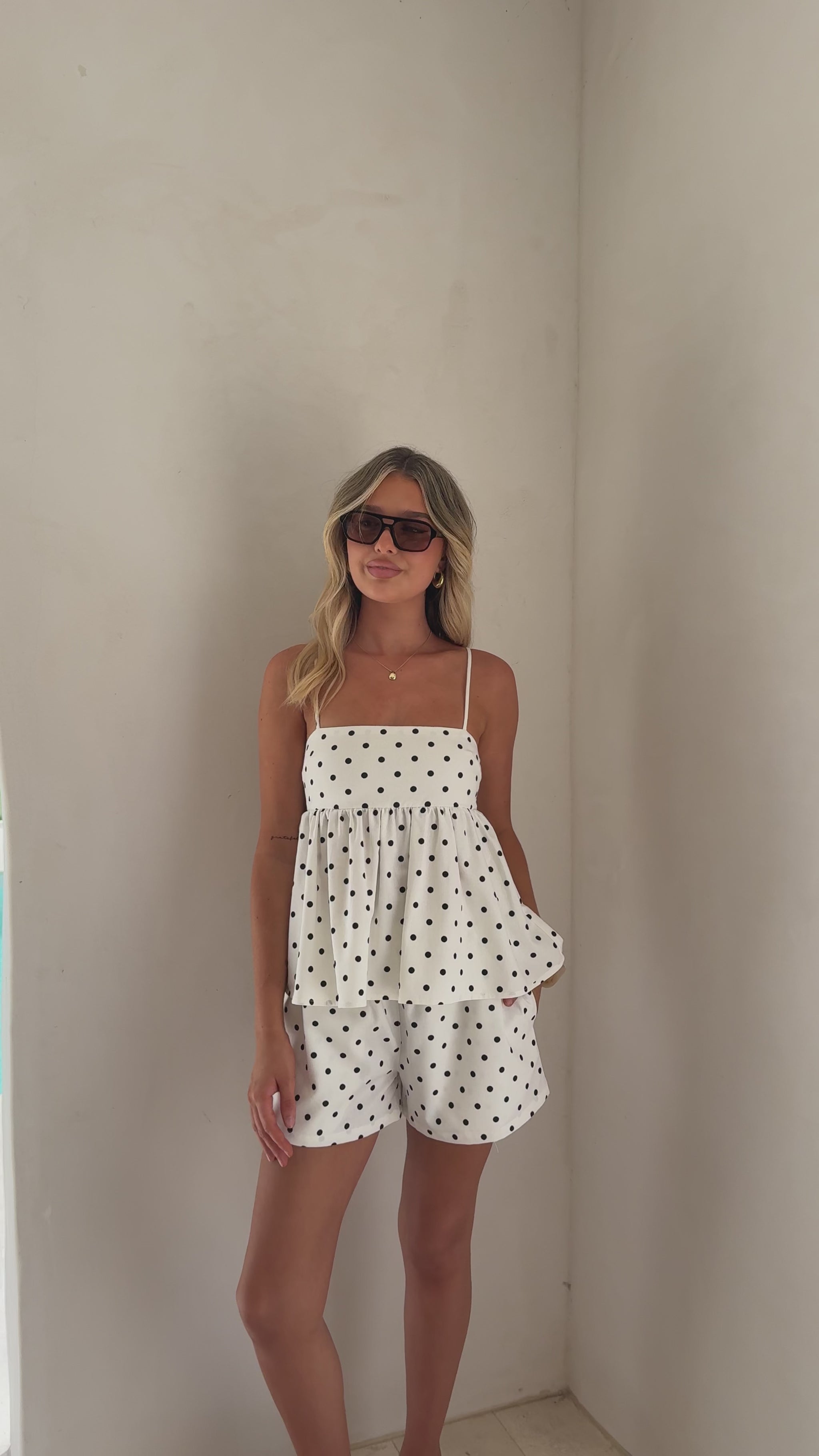 Vika Shorts - White/Black Polka Dot - Billy J