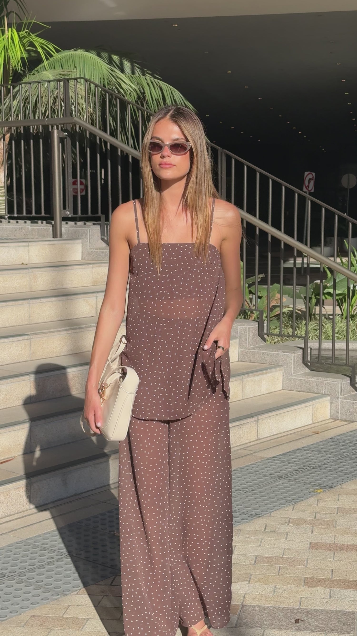 Rubi Top and Pants Semi Sheer Set - Chocolate Polka - Billy J