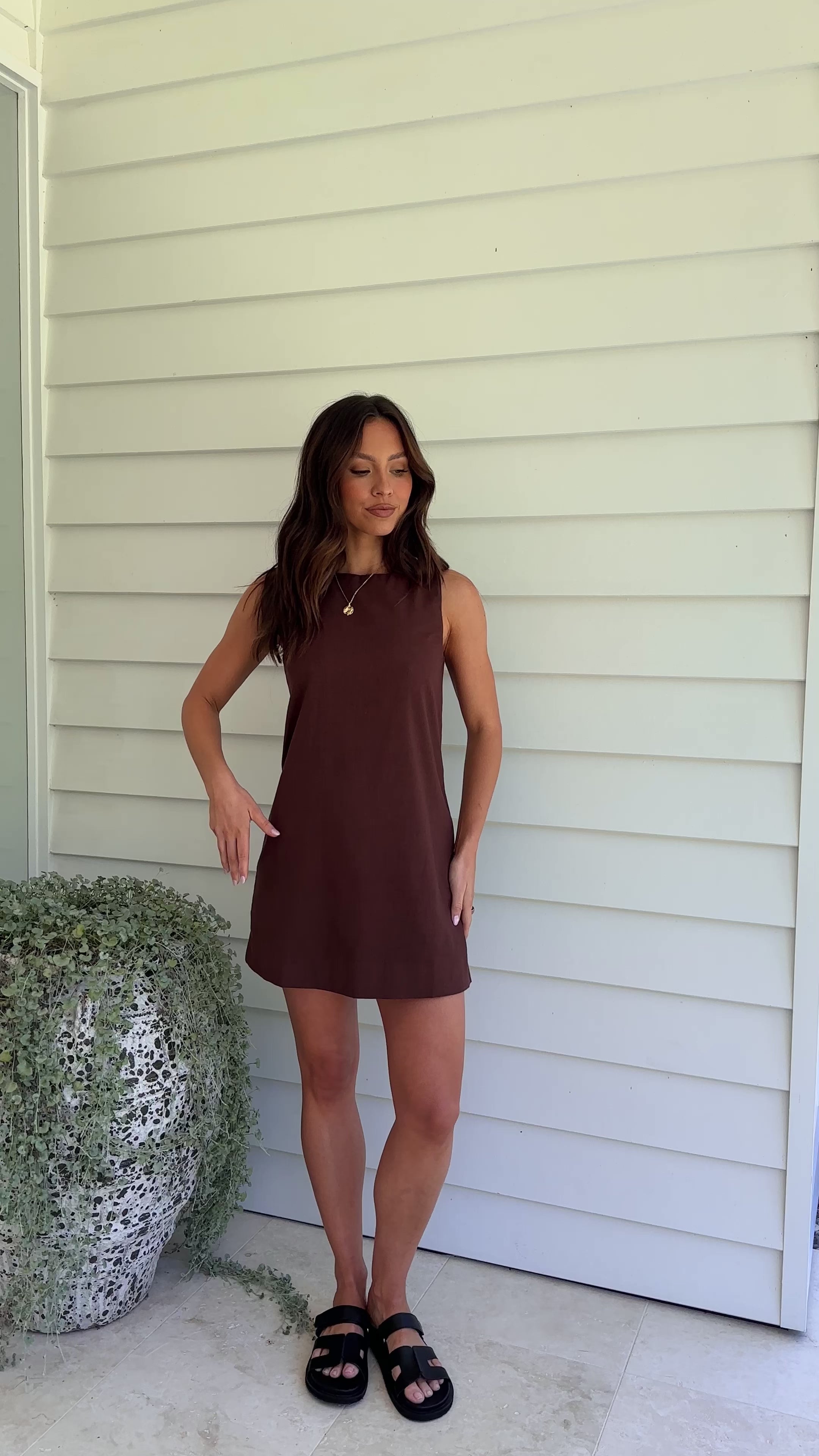Load video: Madison Mini Dress - Brown - Billy J