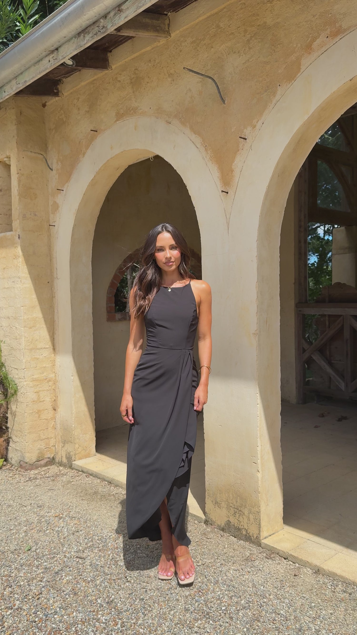Genevieve Boat Neck Maxi Dress - Black - Billy J