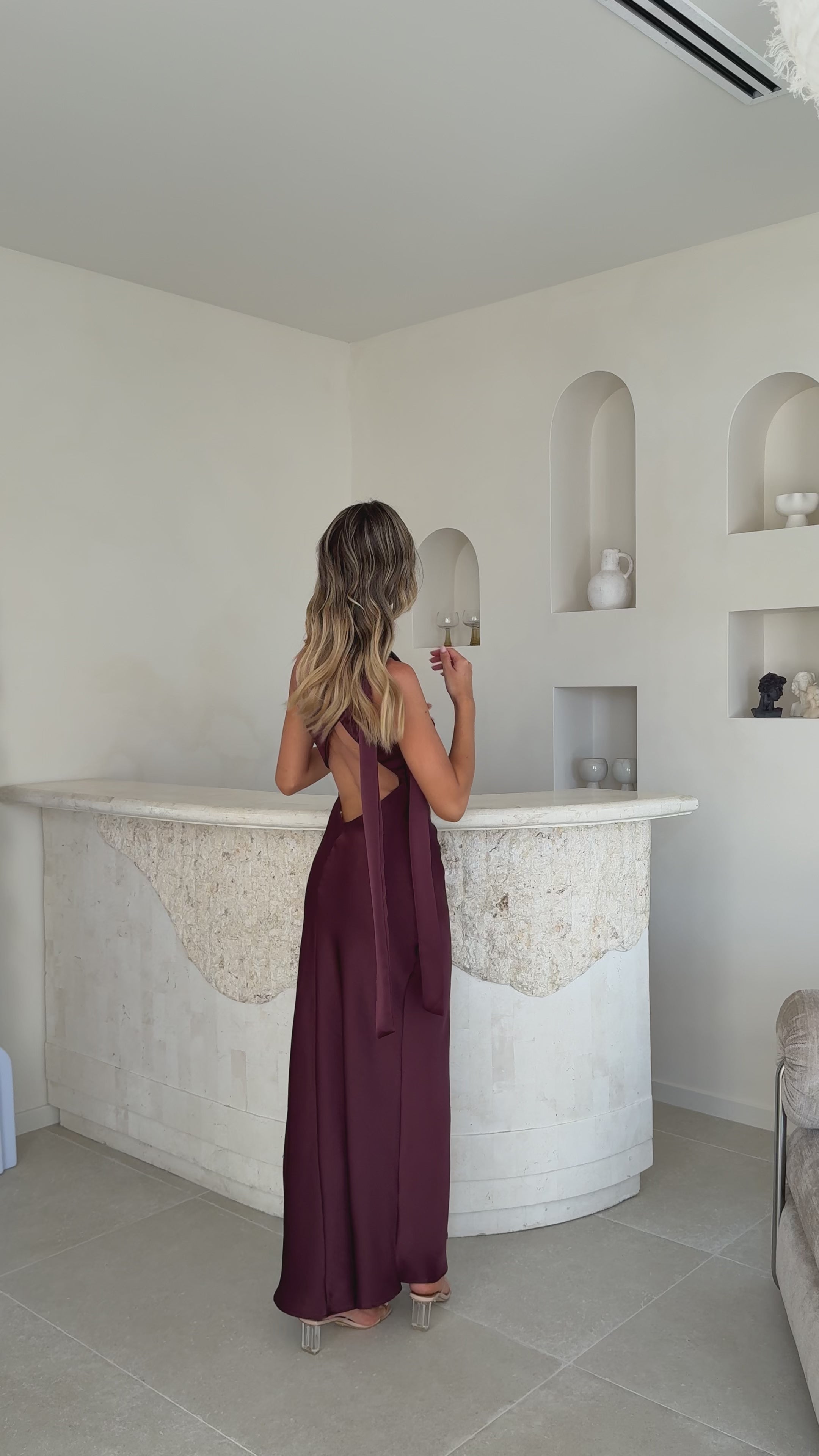 Load video: Halle One Shoulder Maxi Dress - Chocolate - Billy J
