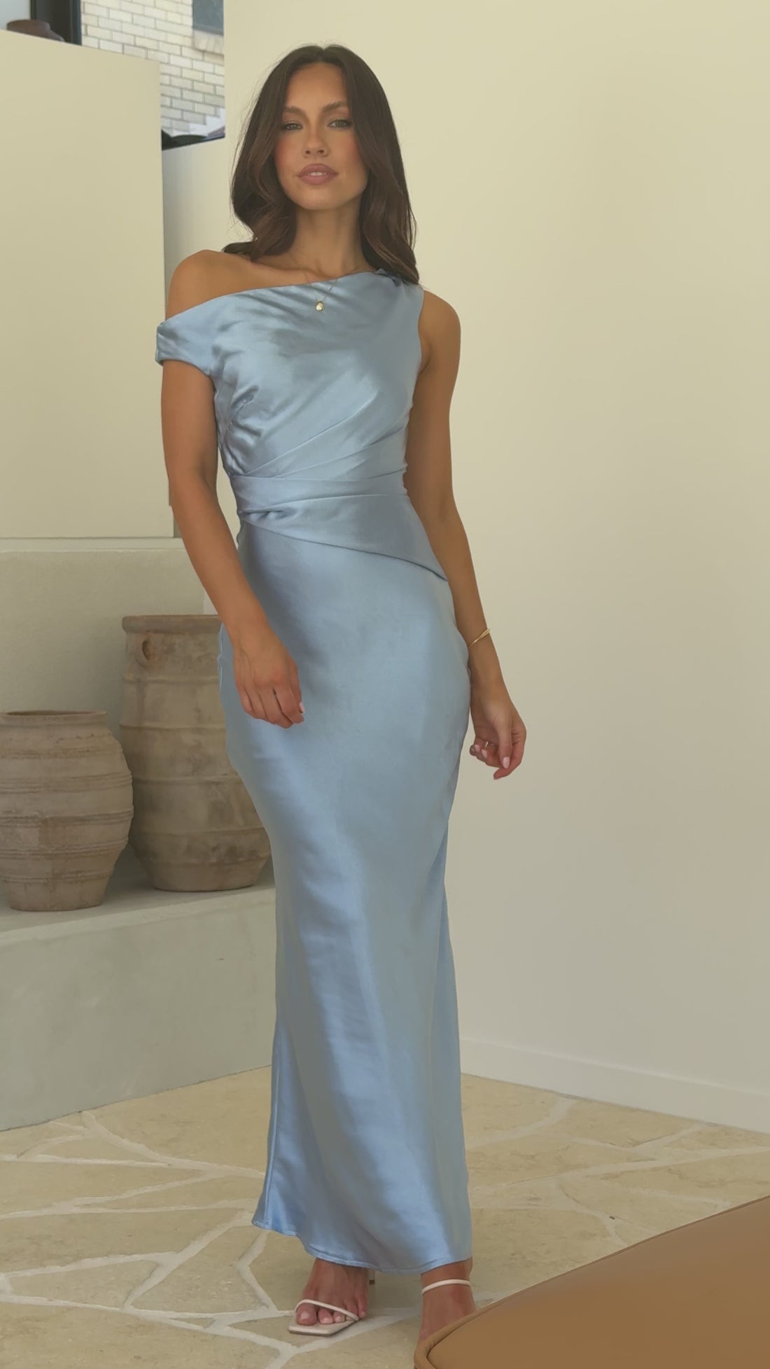 Auria Off Shoulder Maxi Dress - Blue - Billy J