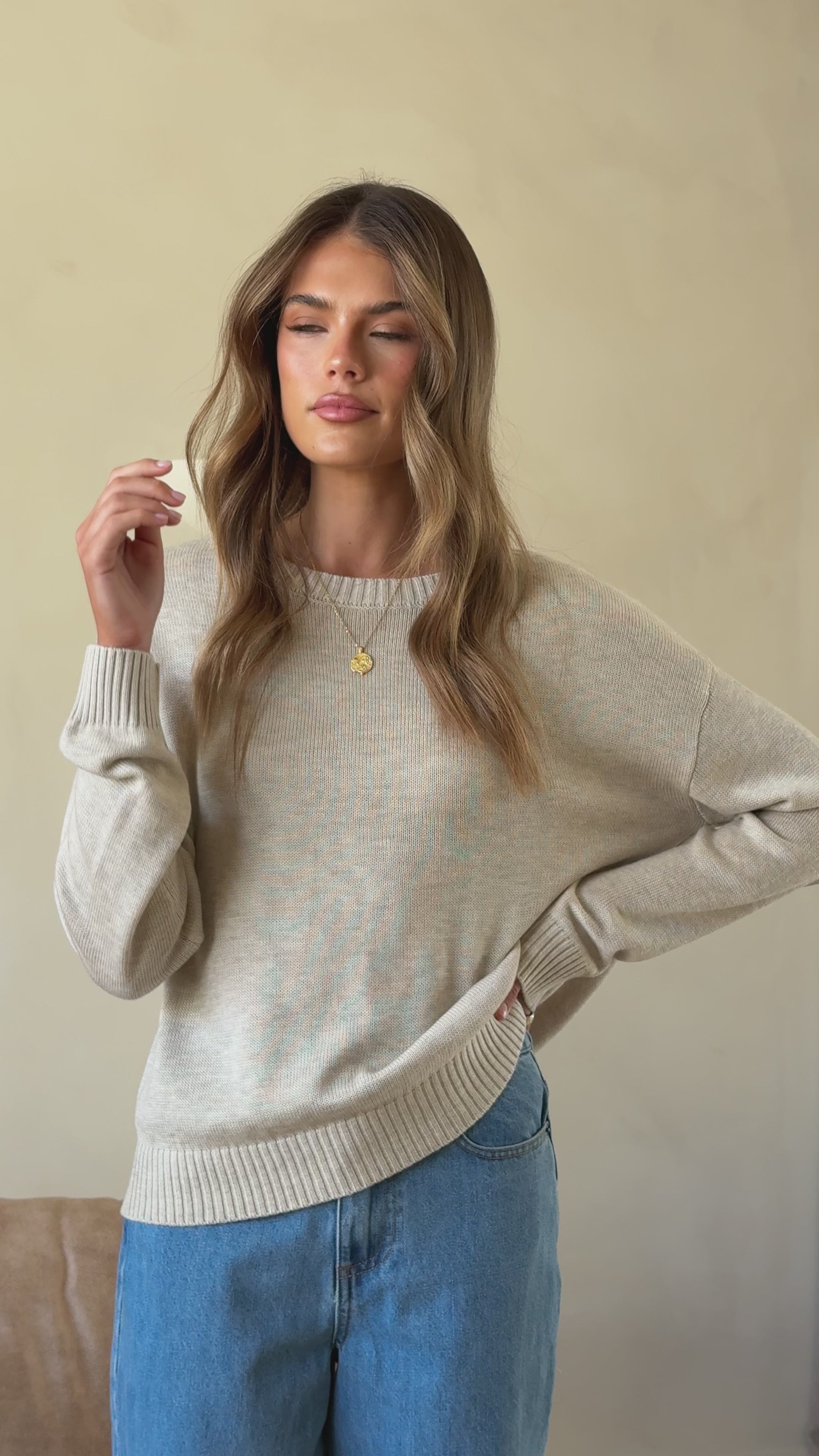 Victoria Long Sleeve Top - Oat - Billy J