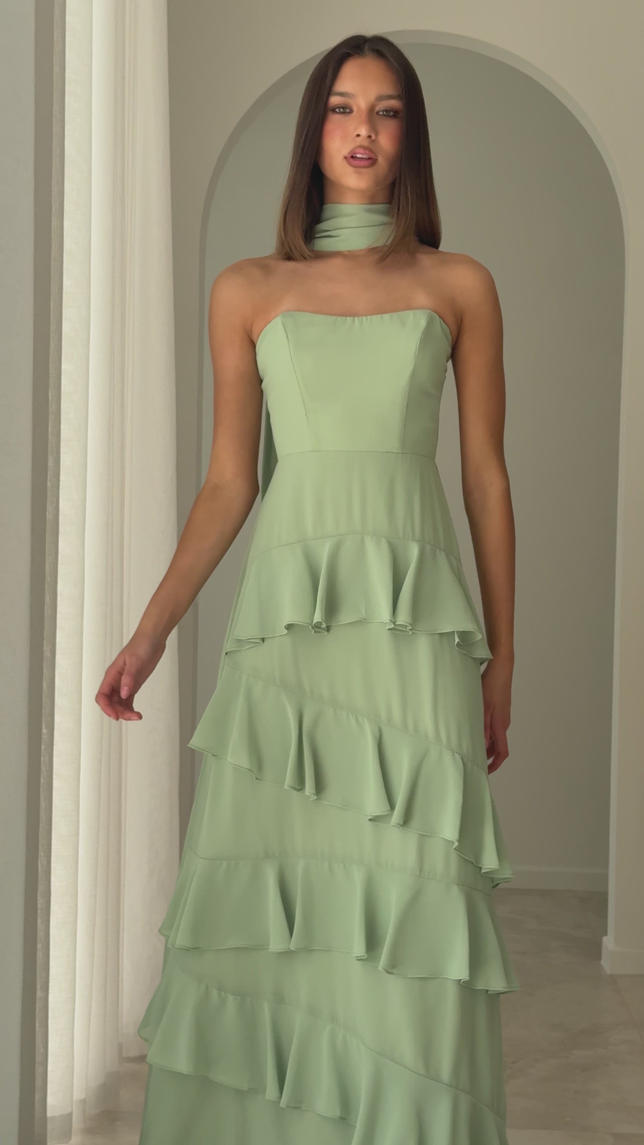 Load video: Flora Maxi Dress - Sage - Billy J