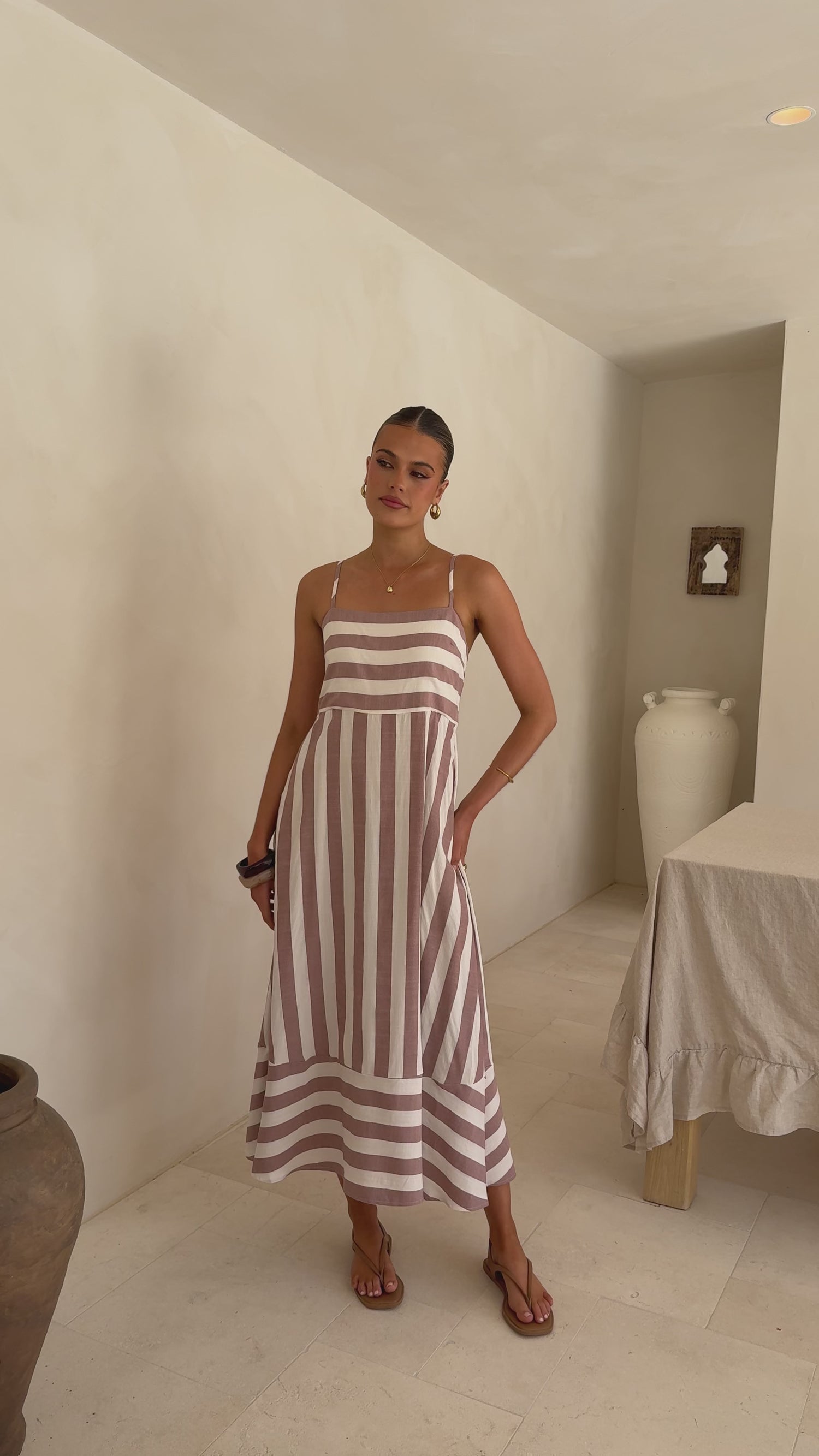 Baylee Midi Dress - Chocolate Stripe - Billy J