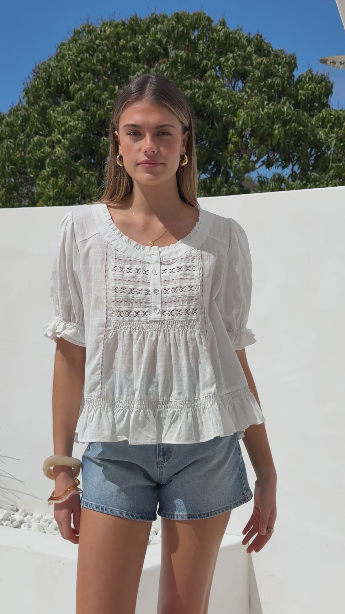 Kamilia Frill Top - White - Billy J